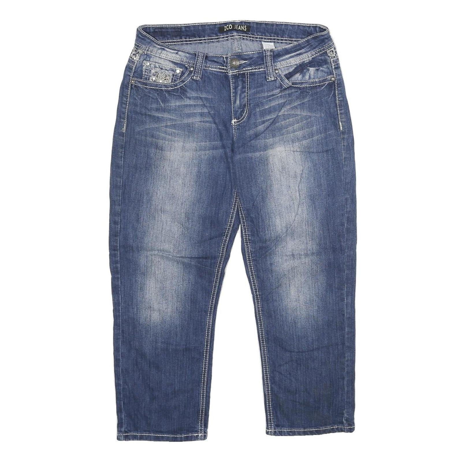 ZCO JEANS Womens Relaxed Blue Denim Stone Wash W30 L24 Embroidered Pocket Jeans Refurbished - N/A refurbished available on Cerqular