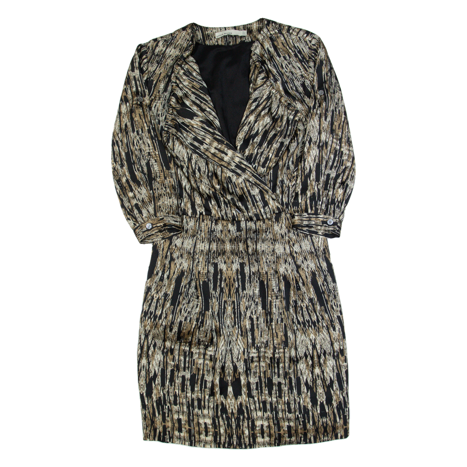 KAREN MILLEN Womens Pencil Dress Brown Crazy Pattern Knee Length UK 10 Refurbished - N/A refurbished available on Cerqular
