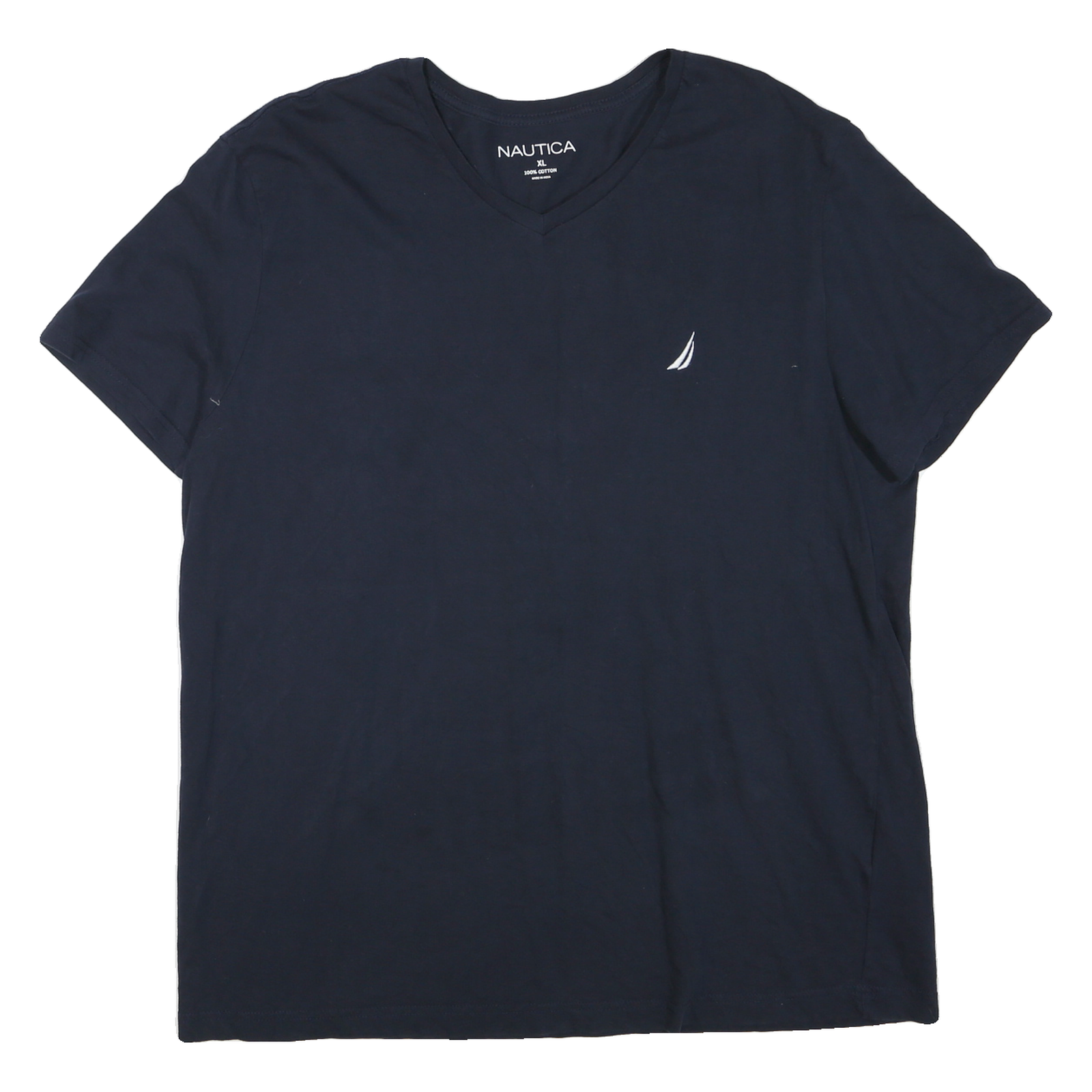 NAUTICA Mens Navy Blue V-Neck Cotton Blend T-Shirt XL Classic Fit Casual Refurbished - N/A refurbished available on Cerqular