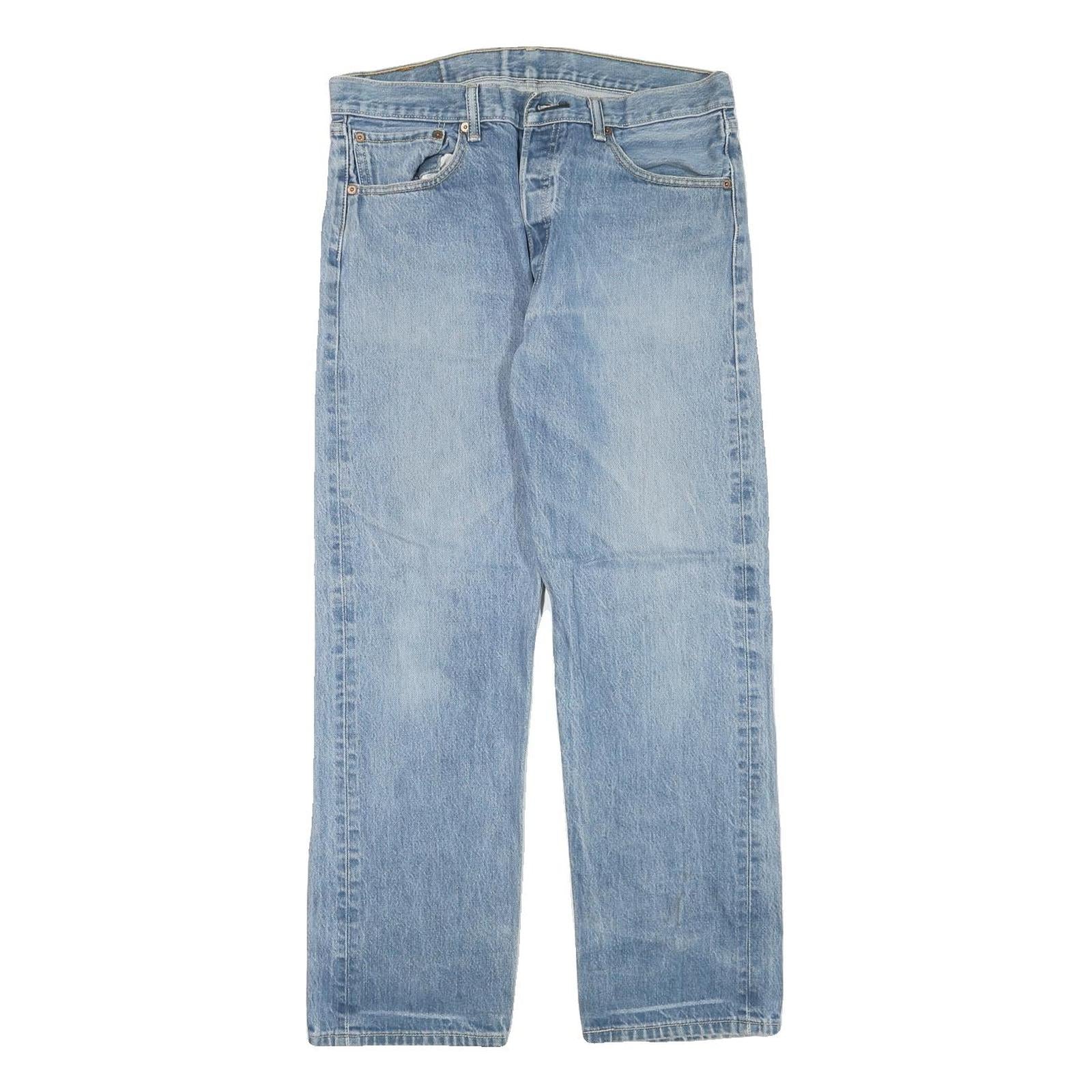 LEVI'S 501 Mens Regular Fit Straight Denim Light Blue Jeans W32 L28 Button Refurbished - N/A refurbished available on Cerqular