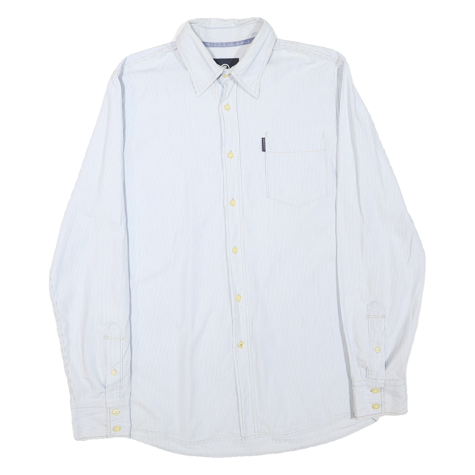 BOGNER Mens Blue & White Striped Shirt L Casual Cotton Blend Button Down Refurbished - N/A refurbished available on Cerqular