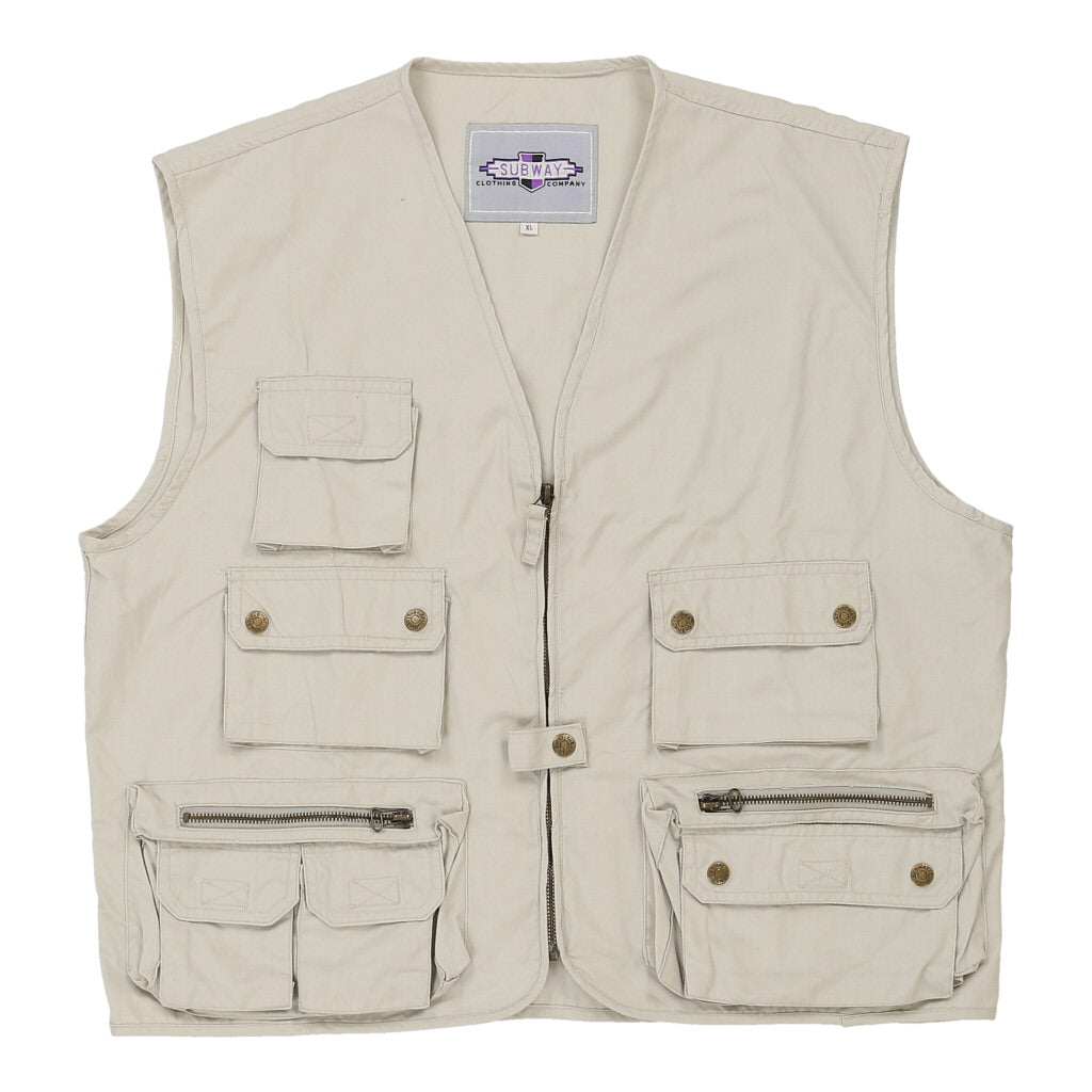 Subway Gilet - XL Beige Cotton Blend Refurbished - Thrifted (note: this is a term often used to describe second- refurbished available on Cerqular
