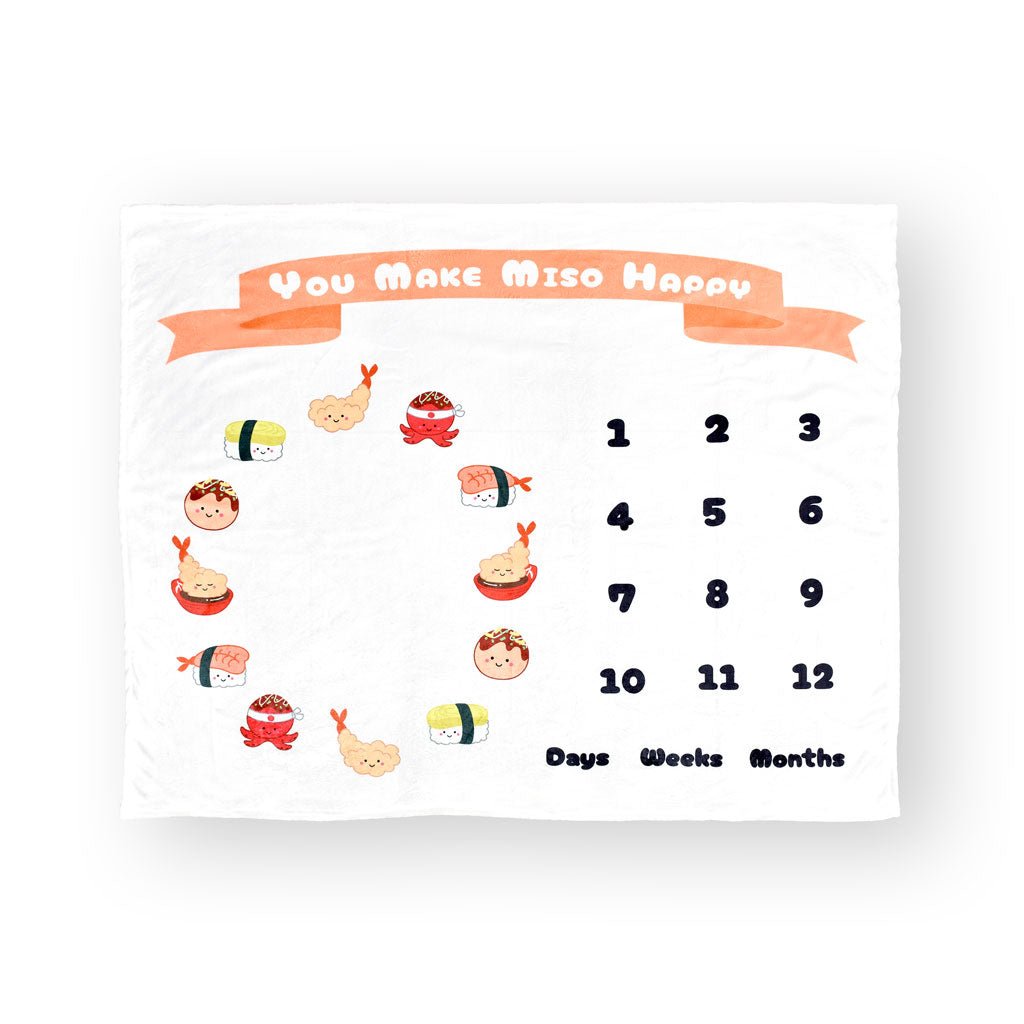 Fleece Milestone Blanket for Baby Photography - You Make Miso Happy Refurbished - The Wee Bean refurbished available on Cerqular