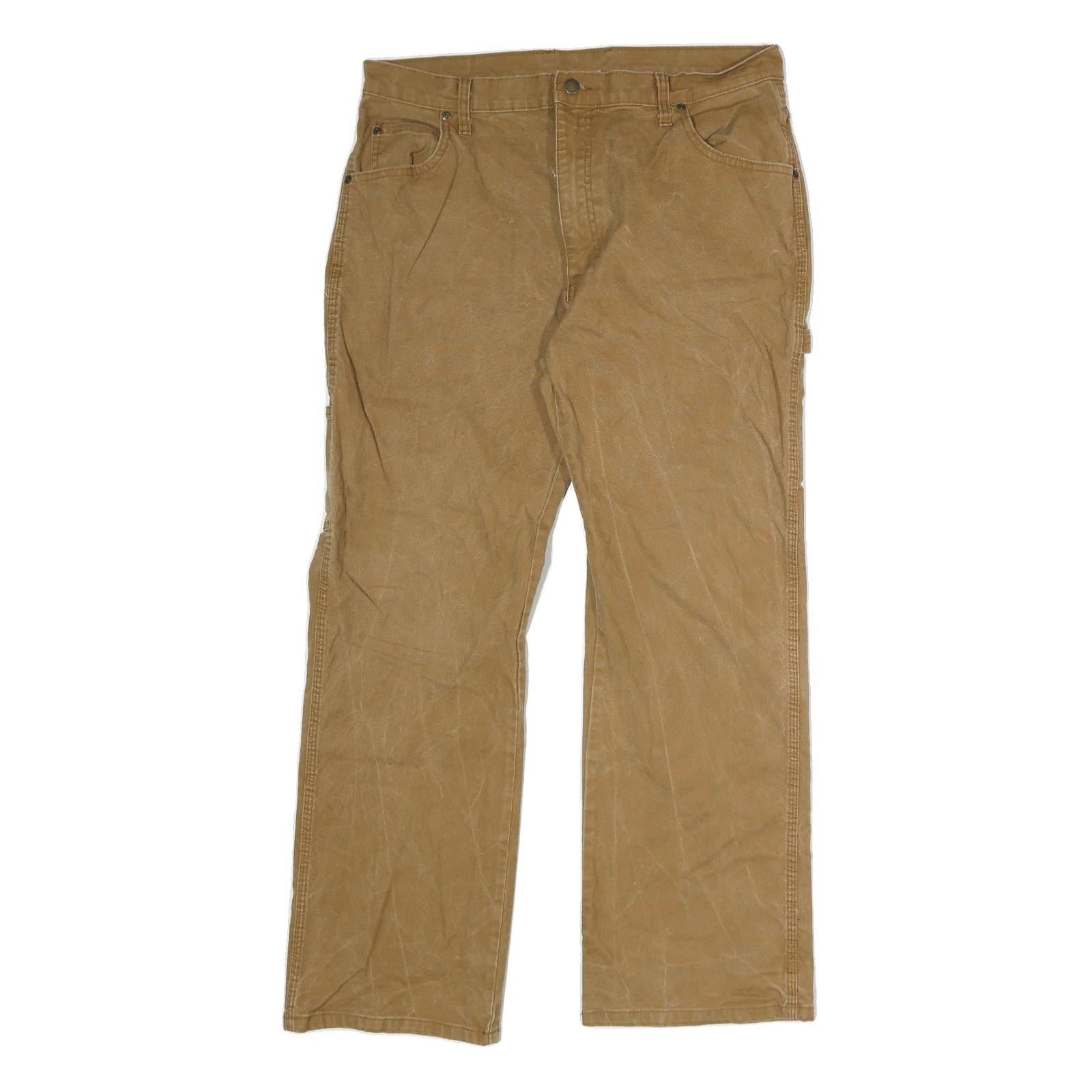 DICKIES Mens Cotton Blend Khaki Regular Fit Straight Leg Trousers W36 L28 Refurbished - N/A refurbished available on Cerqular