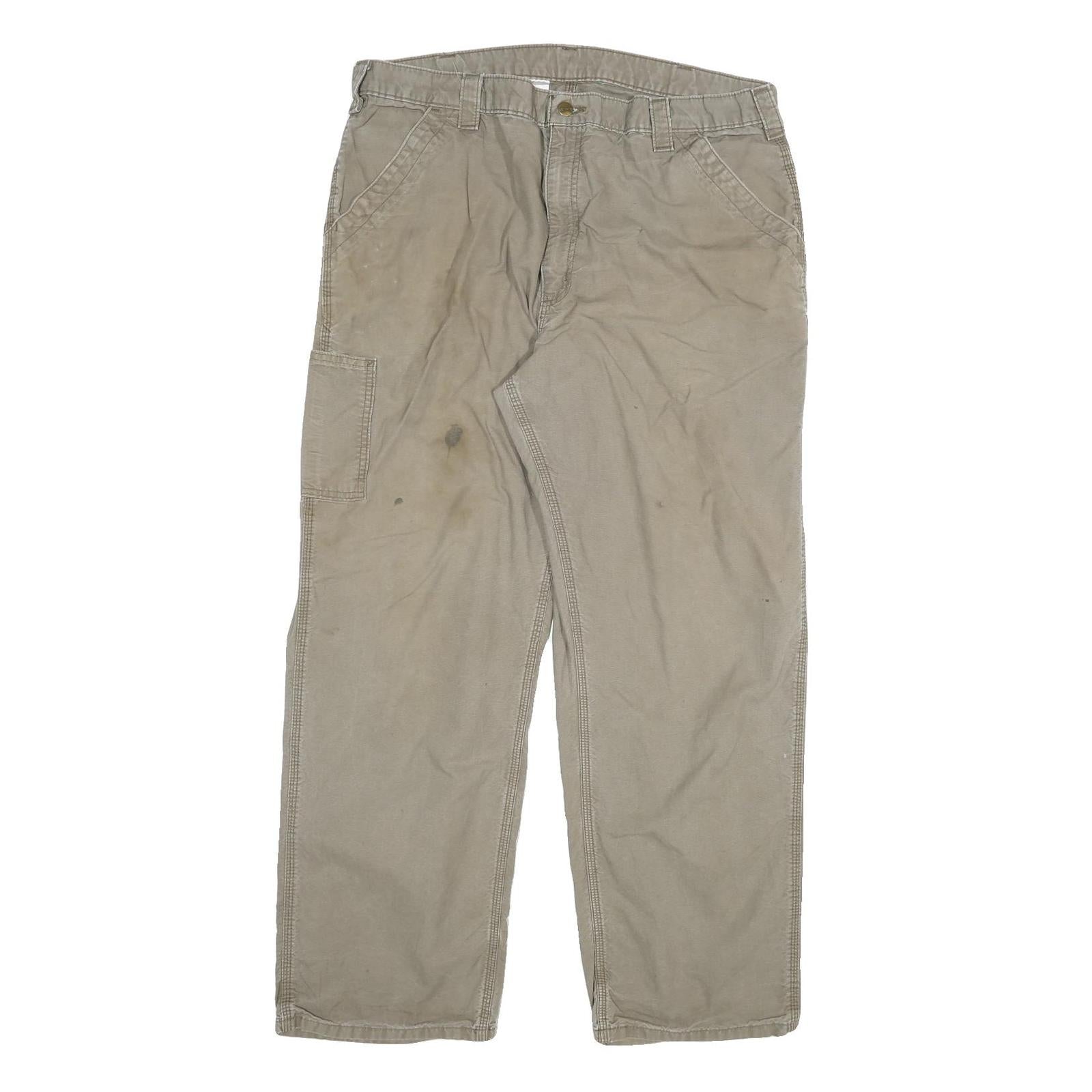 CARHARTT Mens Cotton Blend Beige Relaxed Straight Trousers W40 L32 Workwear Refurbished - N/A refurbished available on Cerqular