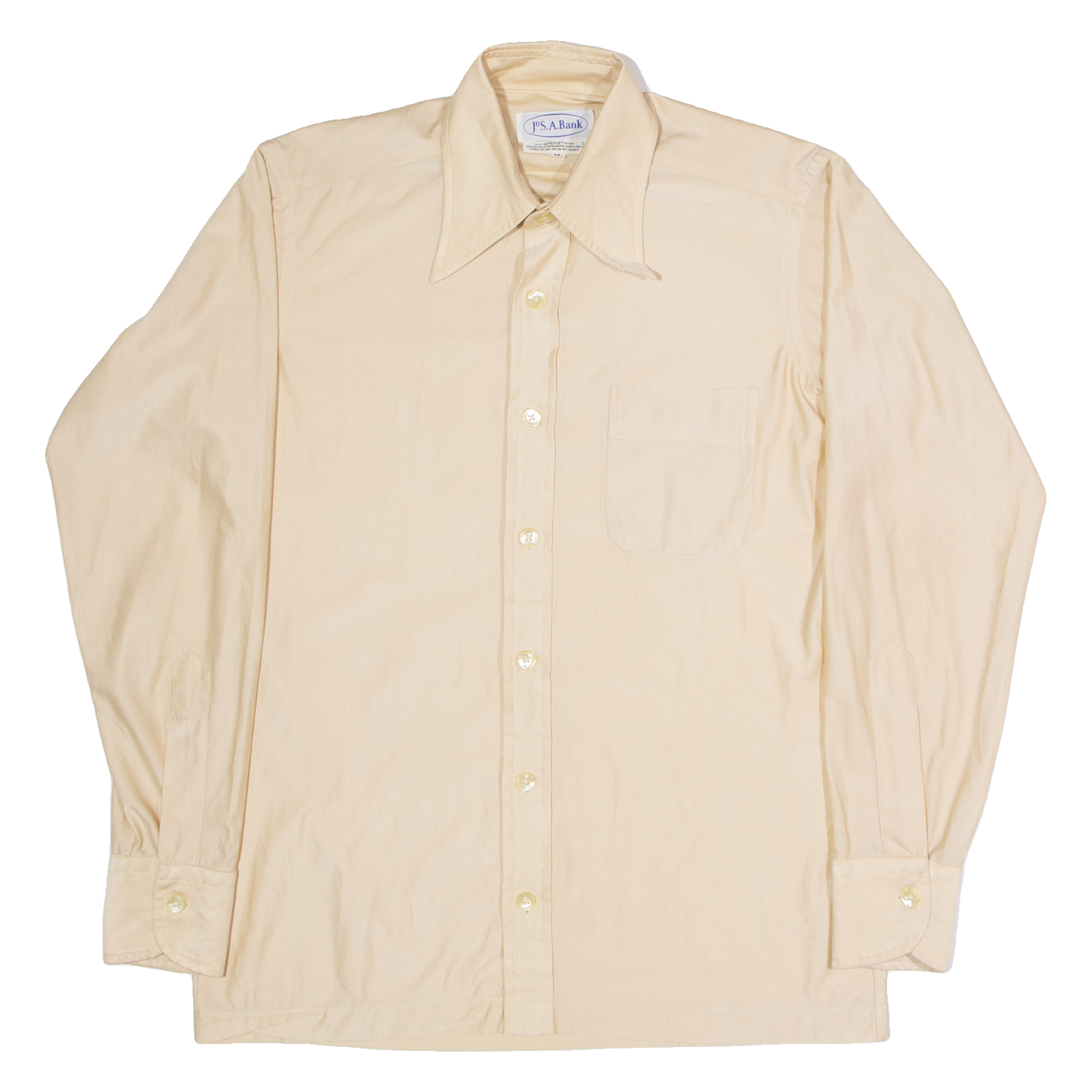 JOS A BANK Mens Plain Shirt Beige Nylon Long Sleeve M Refurbished - N/A refurbished available on Cerqular