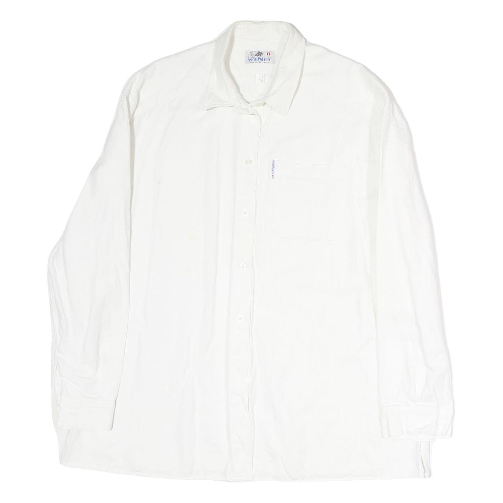 WENET Mens White Cotton Regular Fit Shirt M Casual Long Sleeve Button Closure Refurbished - N/A refurbished available on Cerqular