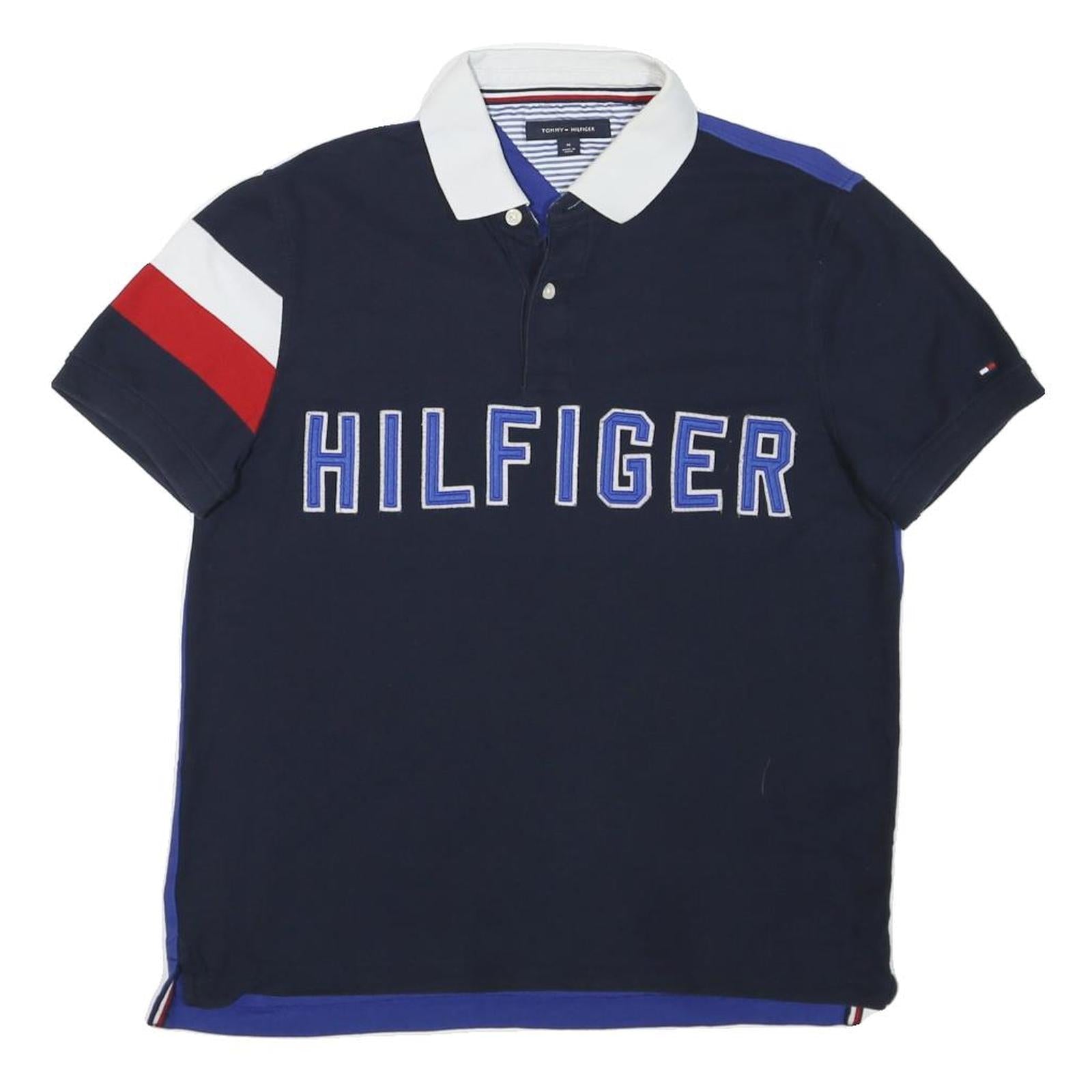 TOMMY HILFIGER Mens Navy Blue Red White Short Sleeve Polo Shirt M Hilfiger Logo Refurbished - N/A refurbished available on Cerqular