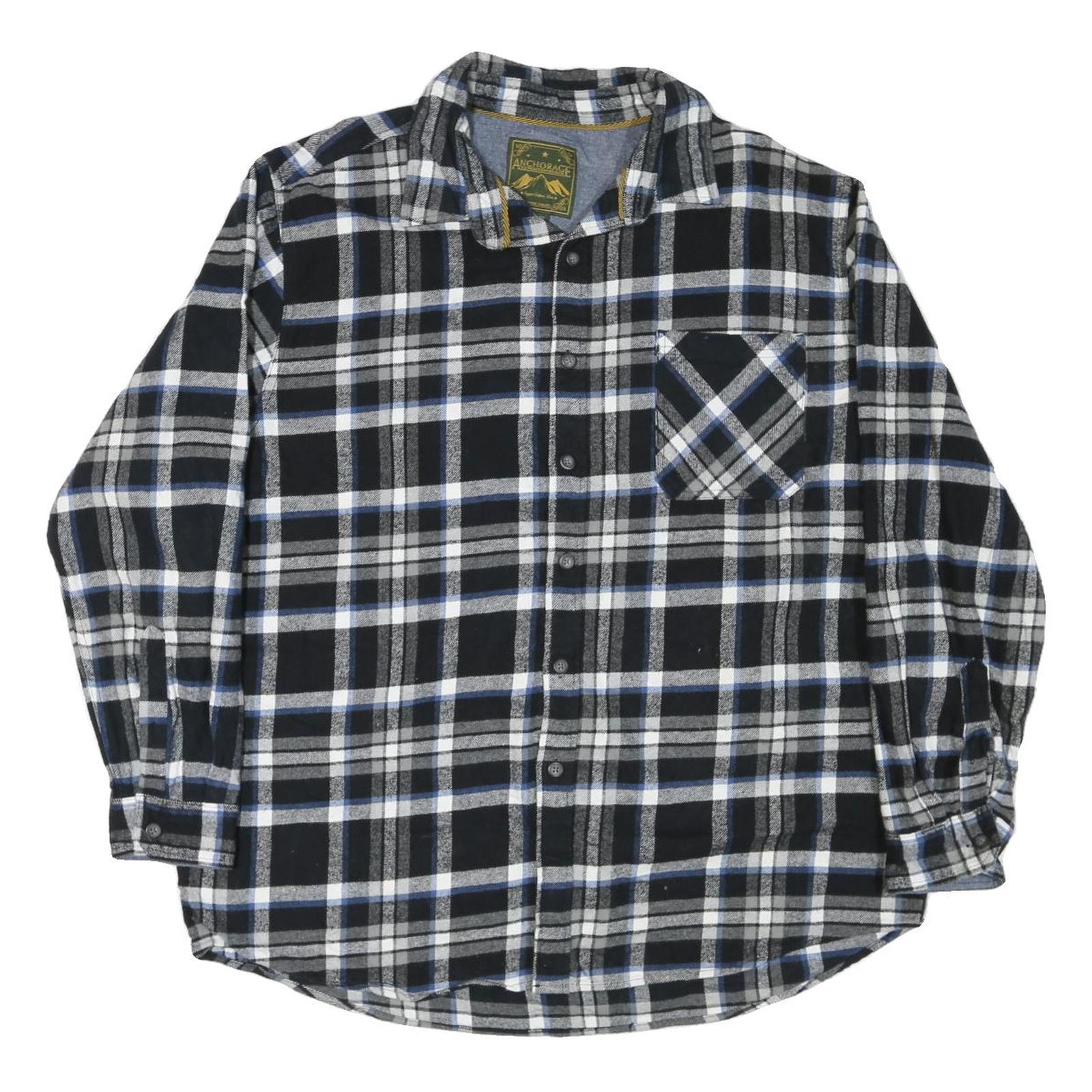 ANCHORACE Mens Black & White Check Shirt 2XL Long Sleeve Cotton Blend Casual Refurbished - N/A refurbished available on Cerqular