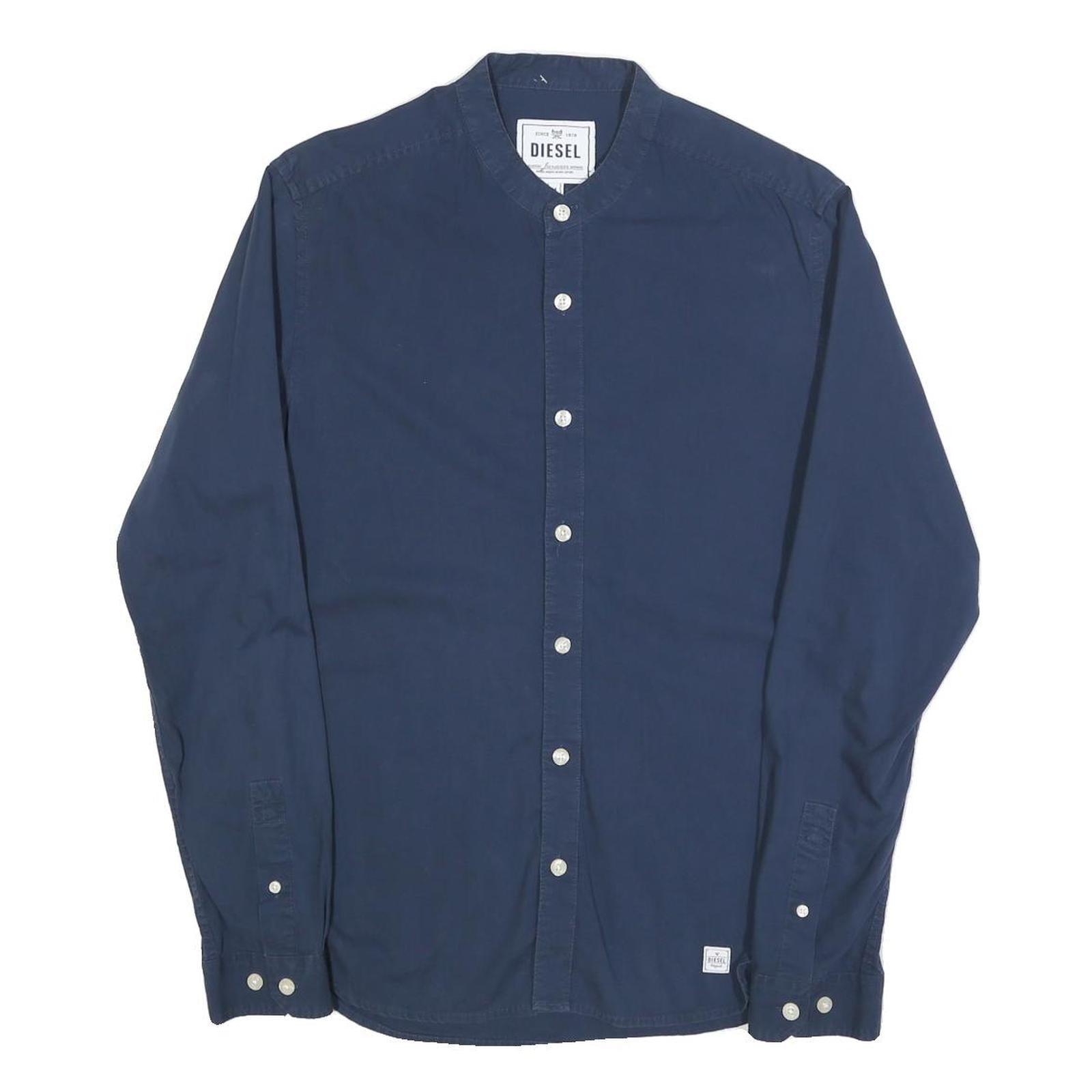 DIESEL Mens Blue Cotton Blend Grandad Collar Shirt M Classic Button Down Refurbished - N/A refurbished available on Cerqular