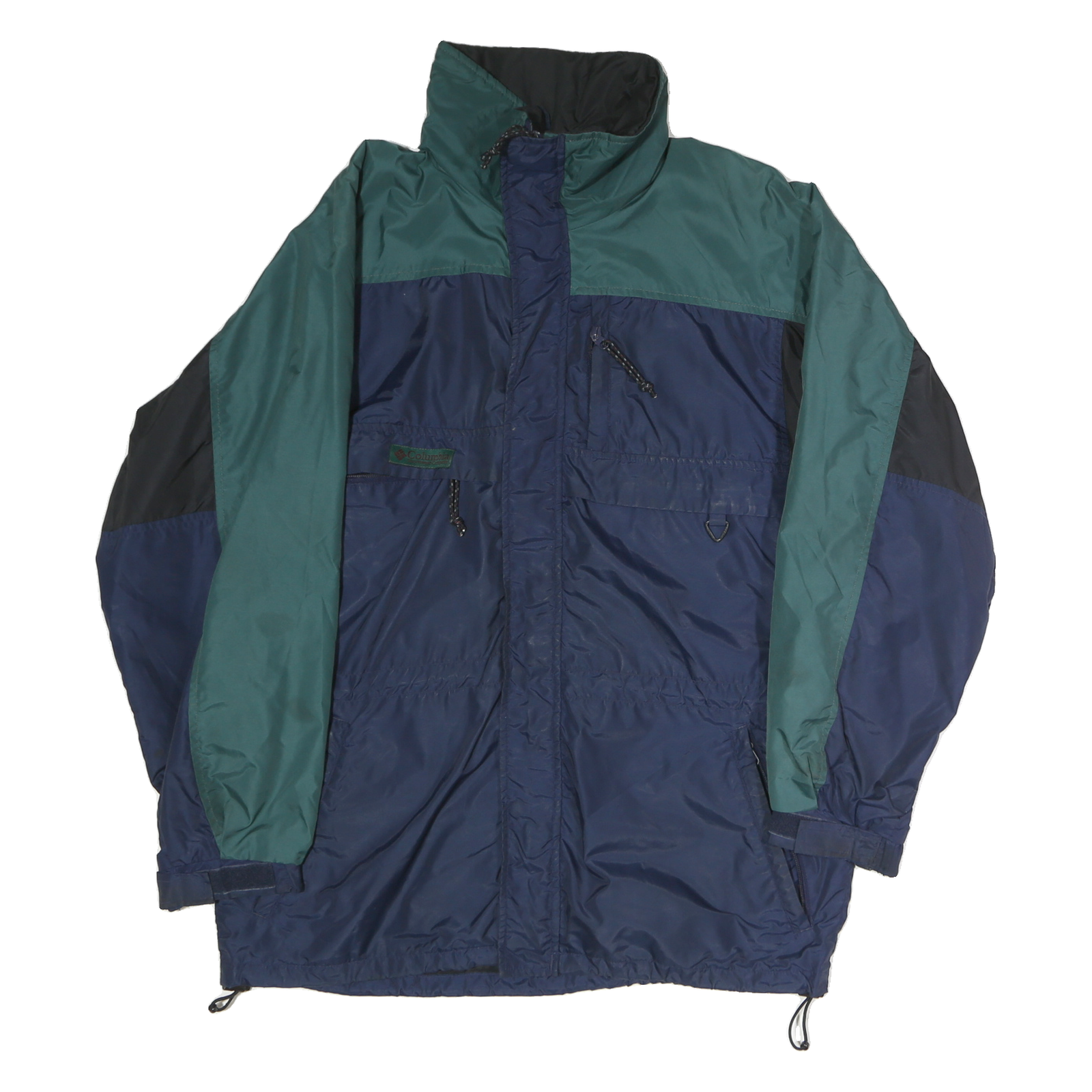 COLUMBIA Mens Blue & Green Outdoor Jacket L Polyester Windbreaker Zip Closure Refurbished - N/A refurbished available on Cerqular