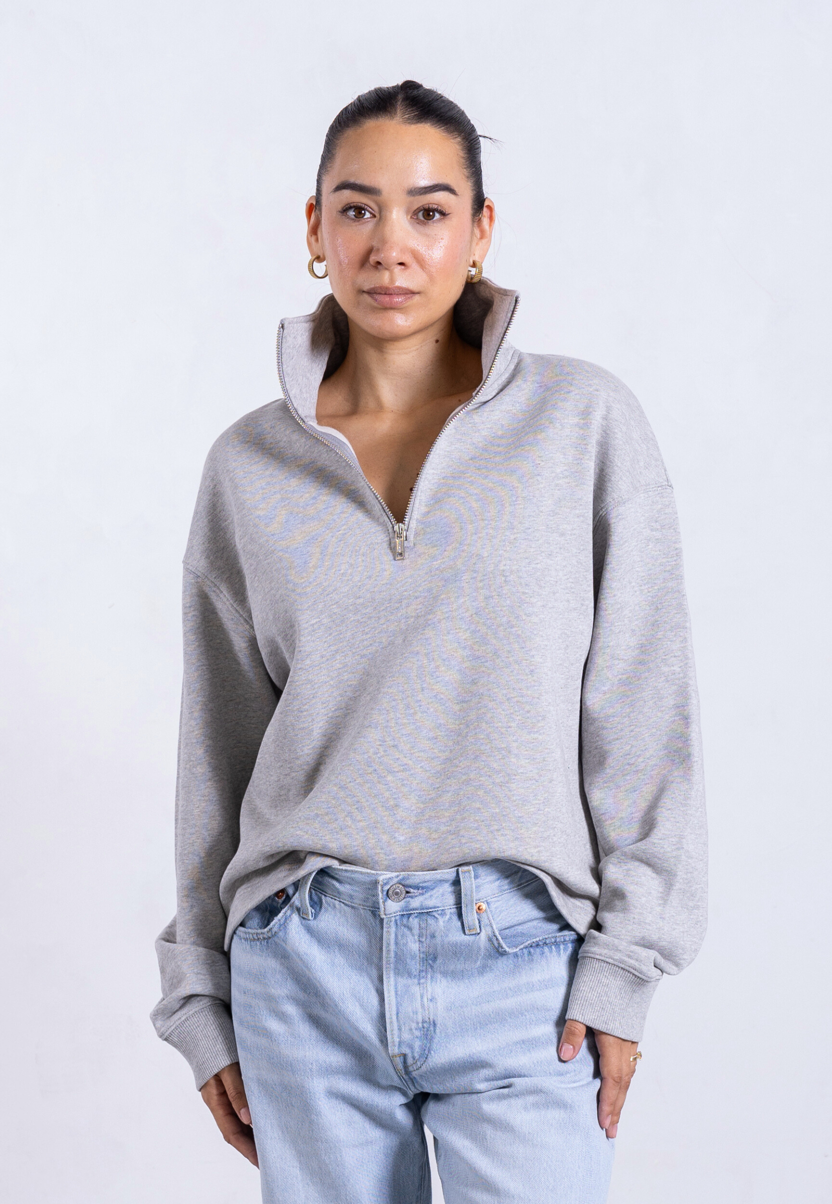 Organic Cotton Quarter Zip Sweatshirt, Light Grey Marl | Size: XXL Refurbished - N/A (Note: It's possible that "Pantee" refurbished available on Cerqular