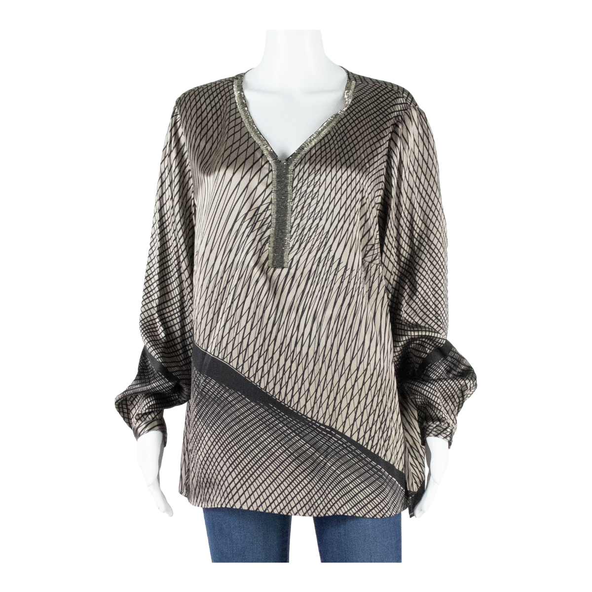 Buy Womens Printed Blouse Brown V-Neck Long Sleeve Geometric M Refurbished - $16.89 Womens Printed Blouse Brown V-Neck Long Sleeve Geometric M Refurbished - N/A refurbished available on Cerqular