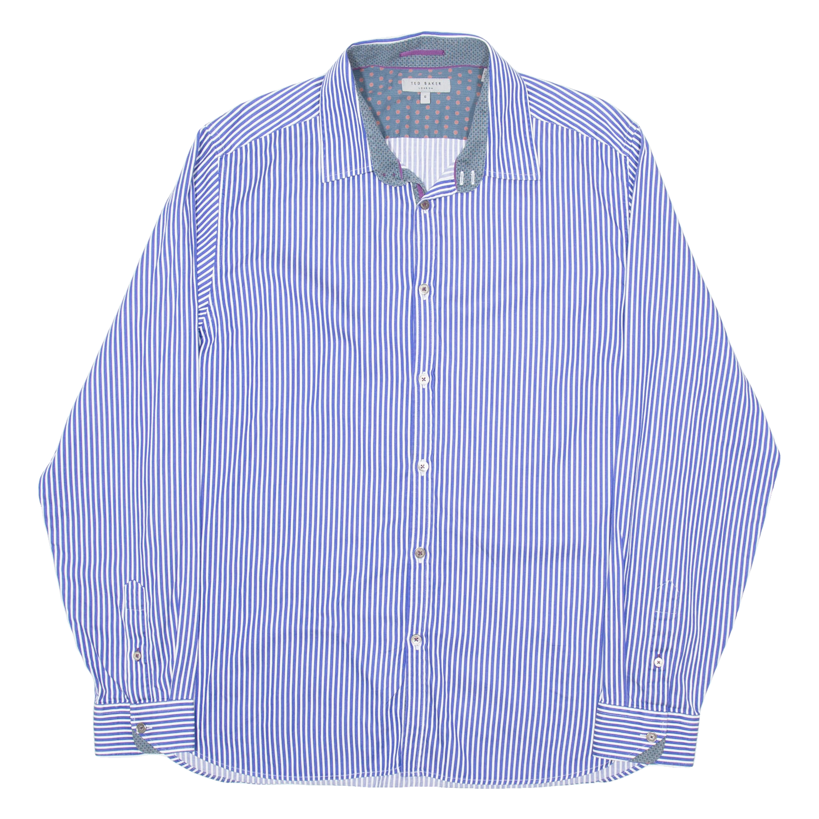 TED BAKER Mens Shirt Blue Striped Long Sleeve XL Refurbished - N/A refurbished available on Cerqular