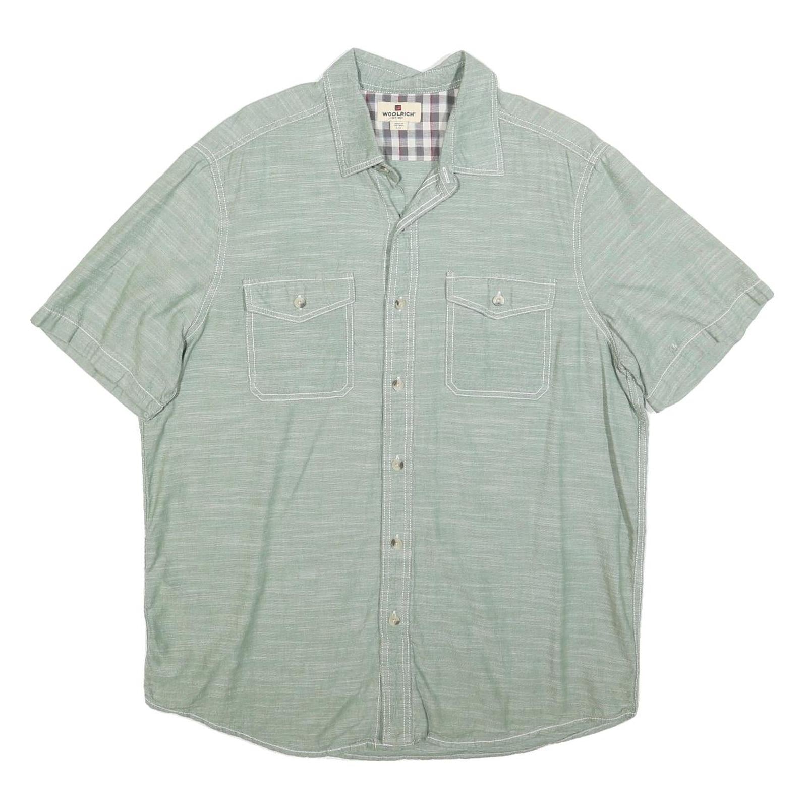 WOOLRICH Mens Green Short Sleeve Cotton Blend Shirt L Casual Classic Fit Refurbished - N/A refurbished available on Cerqular