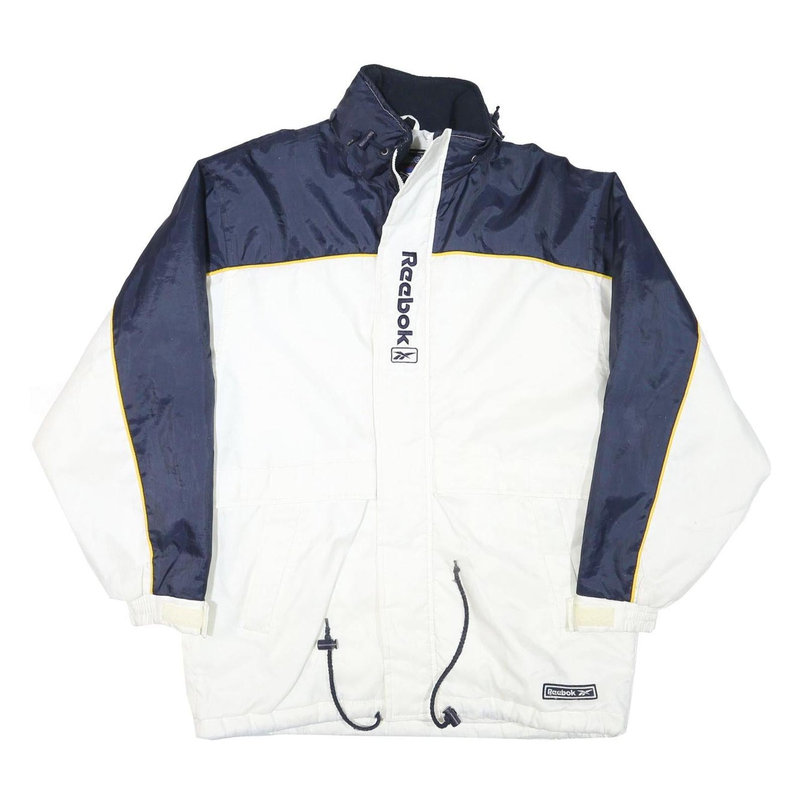 REEBOK Mens White & Navy Blue Zip Jacket S Polyester Blend Sportswear Casual Refurbished - N/A refurbished available on Cerqular