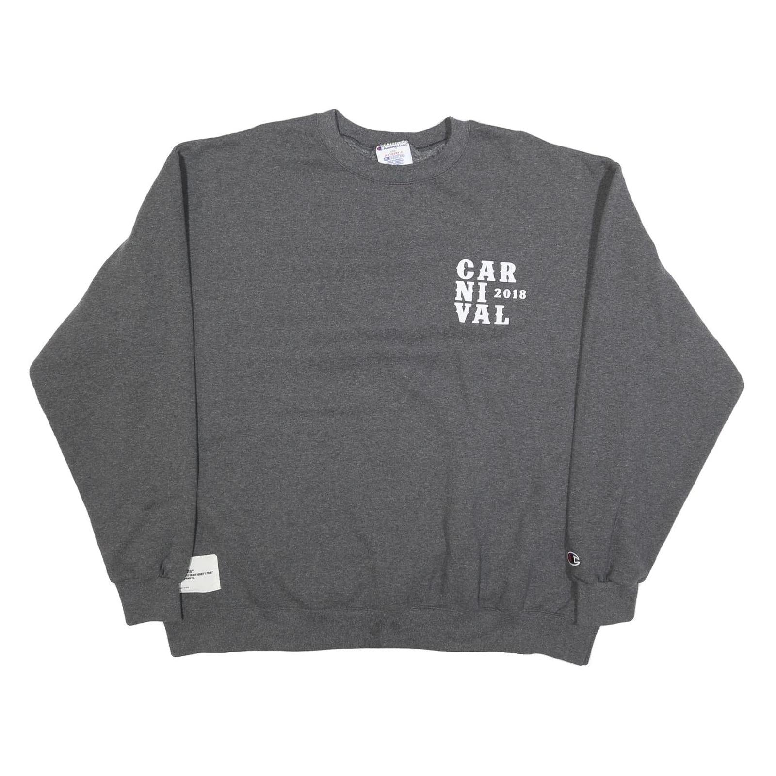 CHAMPION Mens Grey Carnival 2018 Crew Neck 2XL Cotton Blend Sweatshirt Refurbished - N/A refurbished available on Cerqular