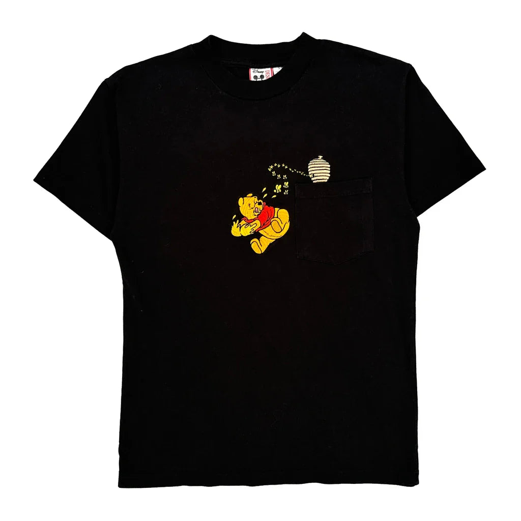 Winnie The Pooh Disney Cartoon T-Shirt - Small Black Cotton Refurbished - Thrifted (note: this is a term often used to describe second- refurbished available on Cerqular