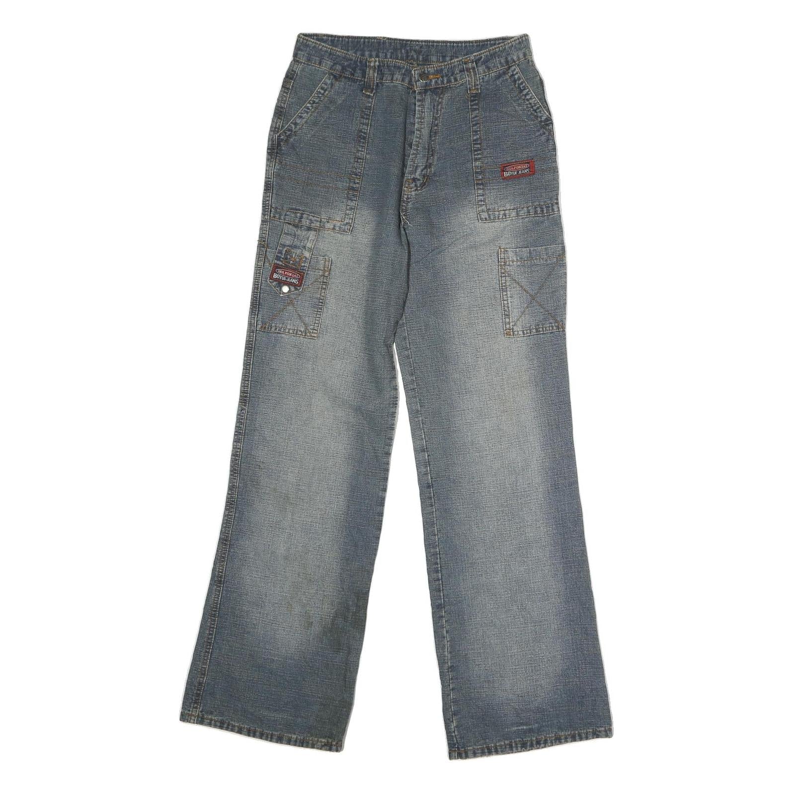 BOYUE JEANS Mens Jeans Blue Regular Straight Denim Rinse W28 L30 Casual Wear Refurbished - N/A refurbished available on Cerqular