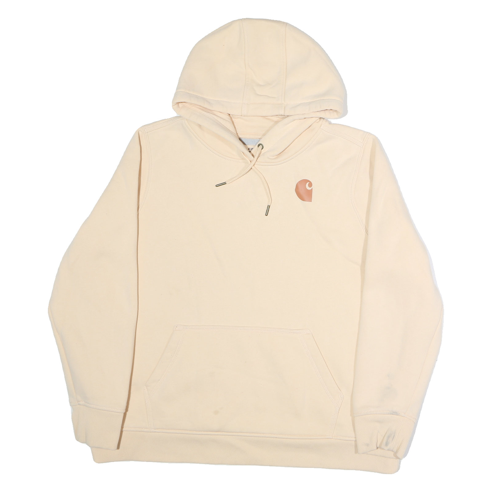 CARHARTT Womens Cream Hoodie 2XL Drawstring Pocket Pullover Logo Print Refurbished - N/A refurbished available on Cerqular