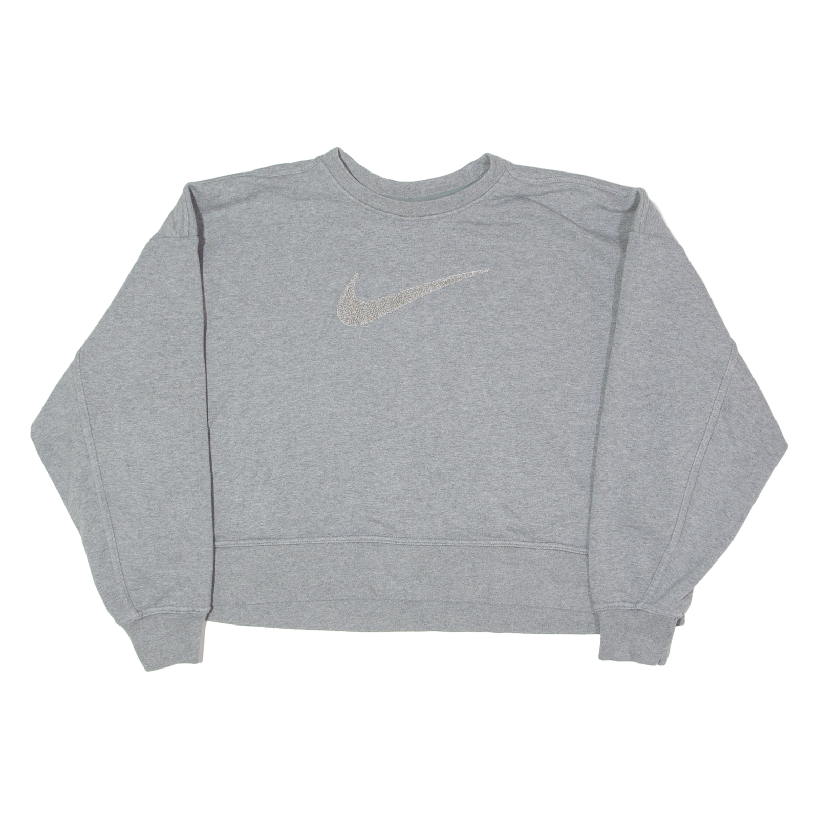 NIKE Swoosh Cropped Womens Sweatshirt Grey Crew Neck L Refurbished - N/A refurbished available on Cerqular