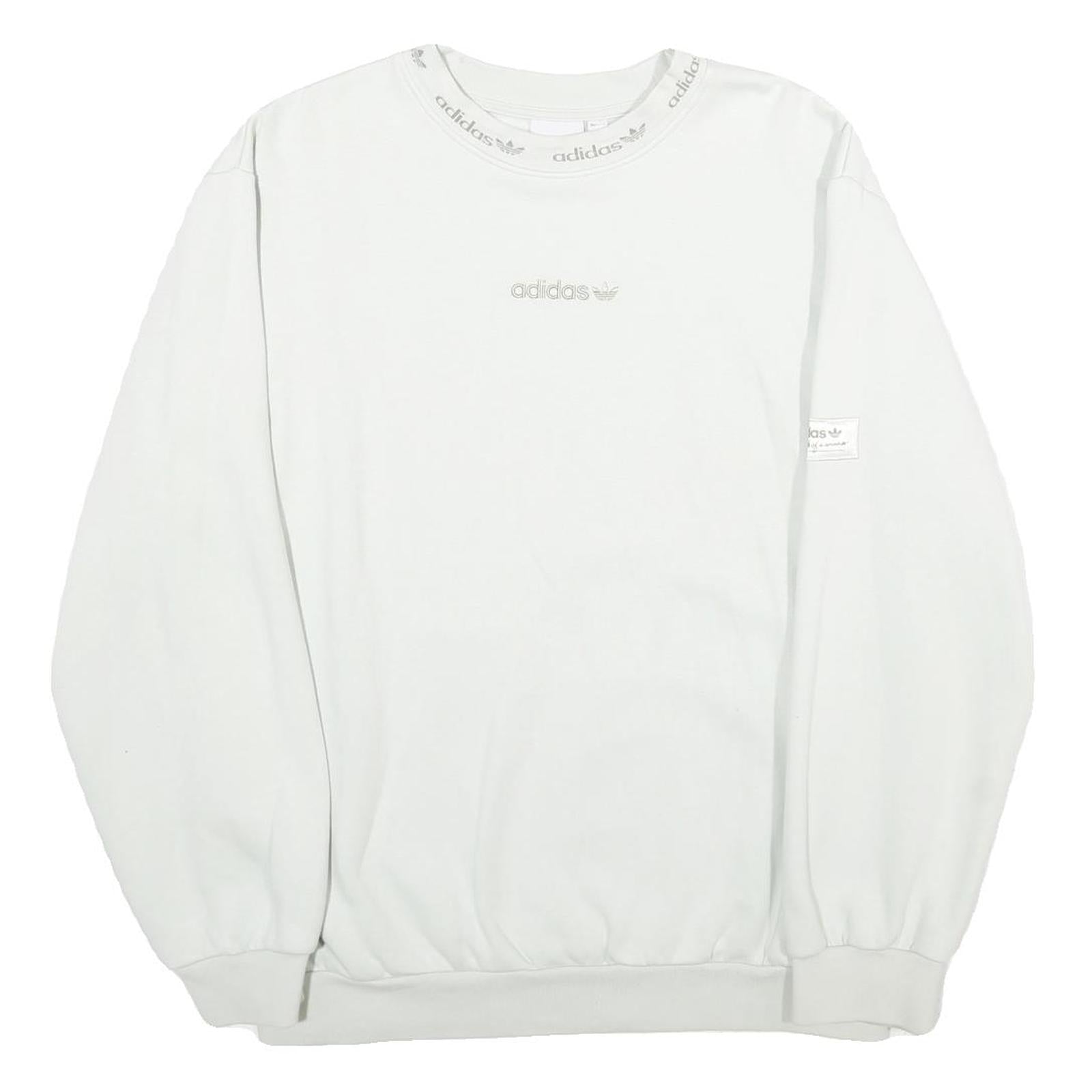 ADIDAS Mens White Cotton Blend Crew Neck M Sweatshirt Logo Design Refurbished - N/A refurbished available on Cerqular