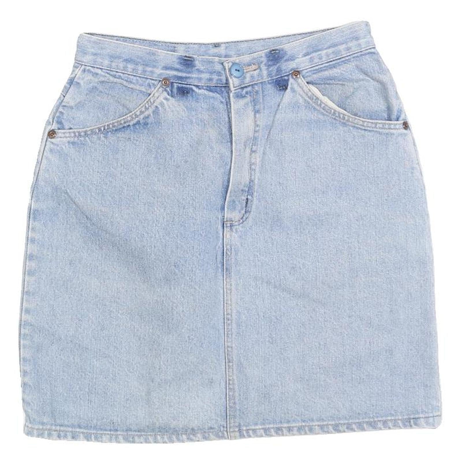 RIFLE Womens Blue Denim Straight Mini Skirt Cotton Blend Short S Button Pockets Refurbished - N/A refurbished available on Cerqular