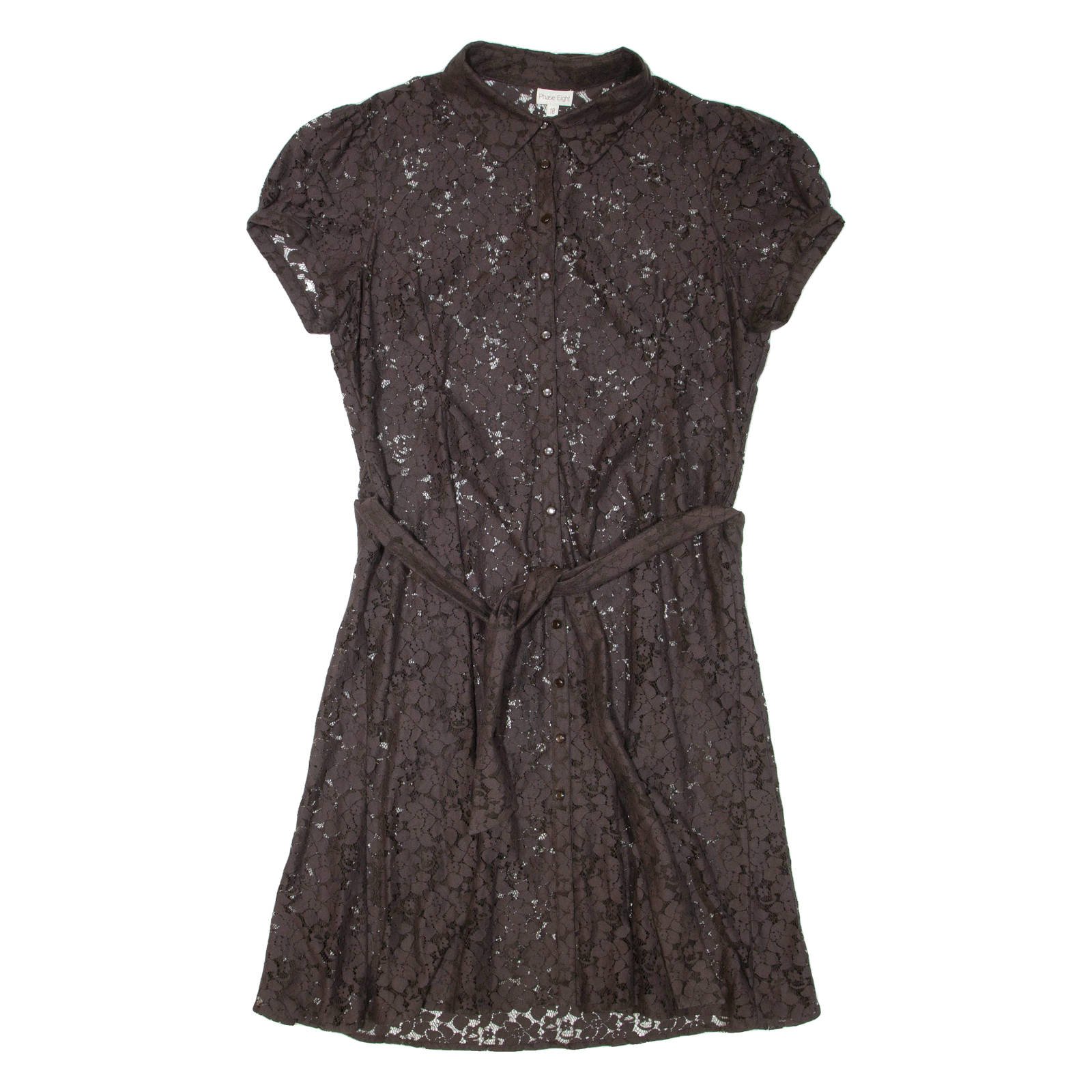 PHASE EIGHT Lace Womens Shirt Dress Brown Short Sleeve Knee Length XL Refurbished - N/A refurbished available on Cerqular