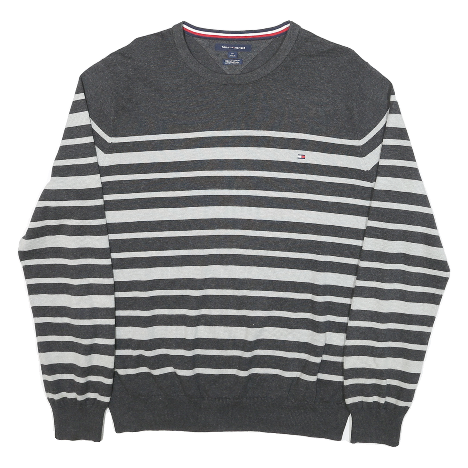 TOMMY HILFIGER Mens Grey & White Patterned Cotton Blend Jumper Crew Neck Basic Refurbished - N/A refurbished available on Cerqular