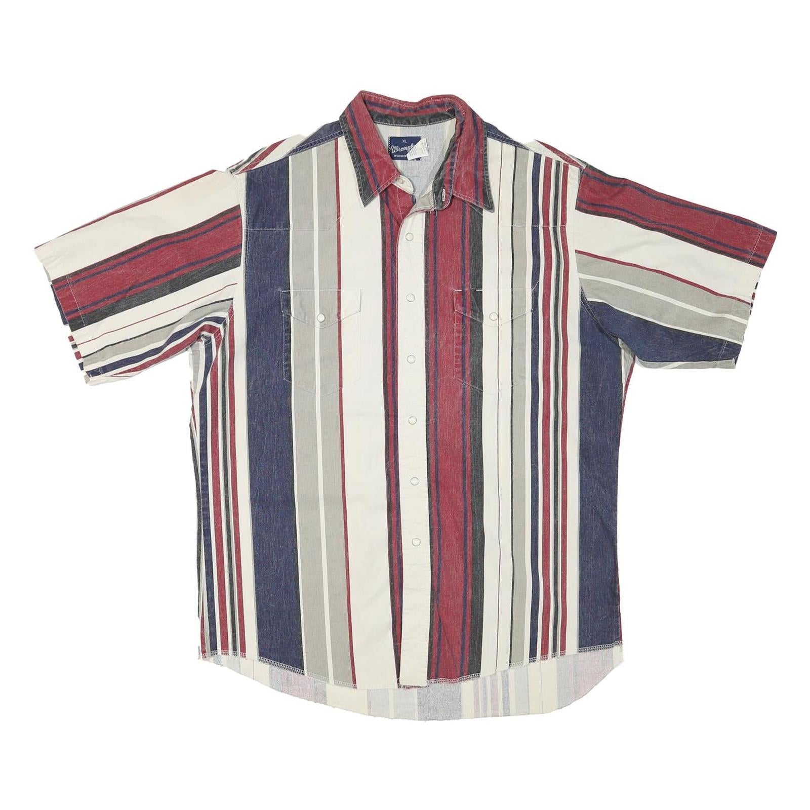 WRANGLER Mens Red & Blue Striped Shirt XL Cotton Blend Casual Summer Refurbished - N/A refurbished available on Cerqular