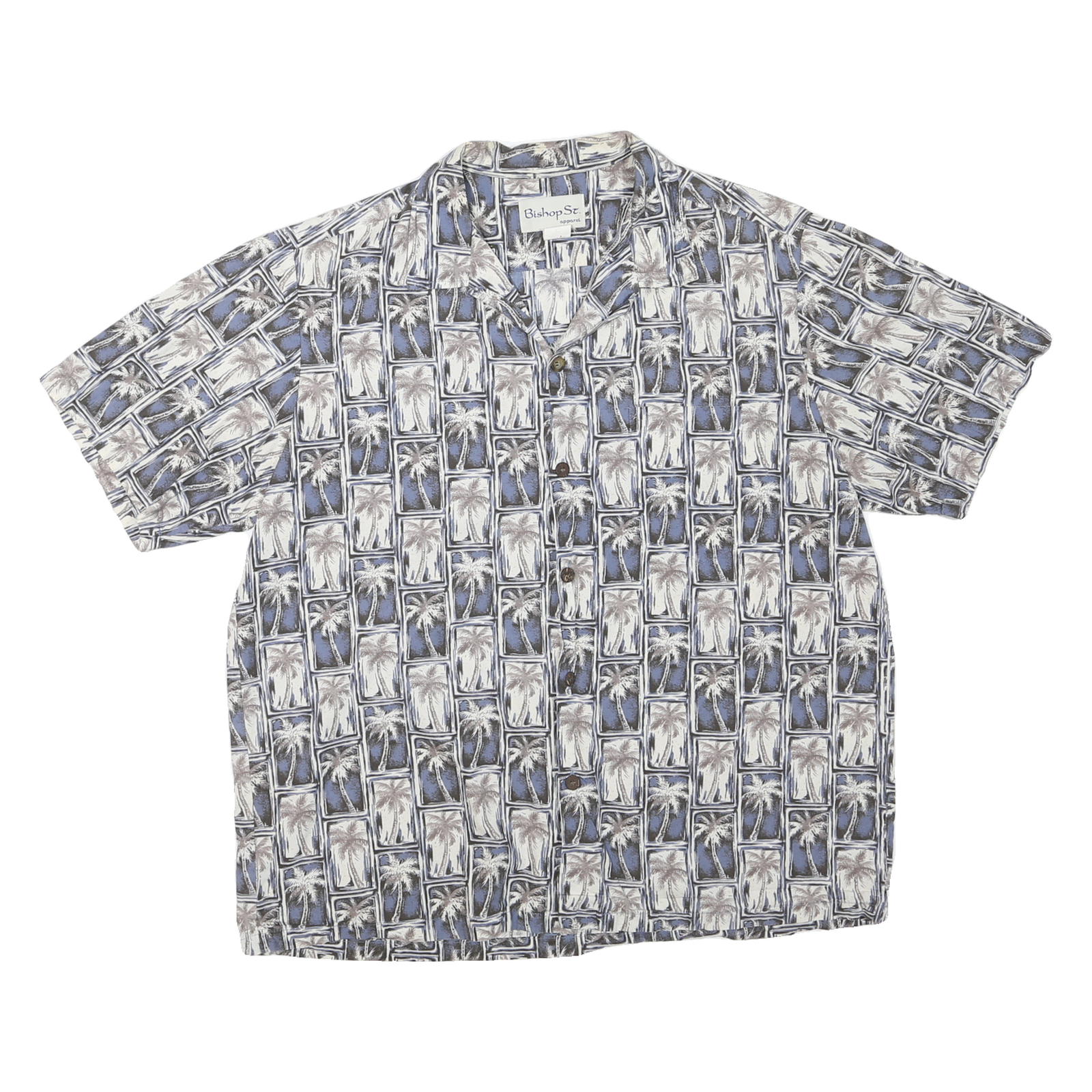 BISHOP ST. APPAREL Mens Blue & Grey Cotton Blend Short Sleeve Shirt L Casual Refurbished - N/A refurbished available on Cerqular