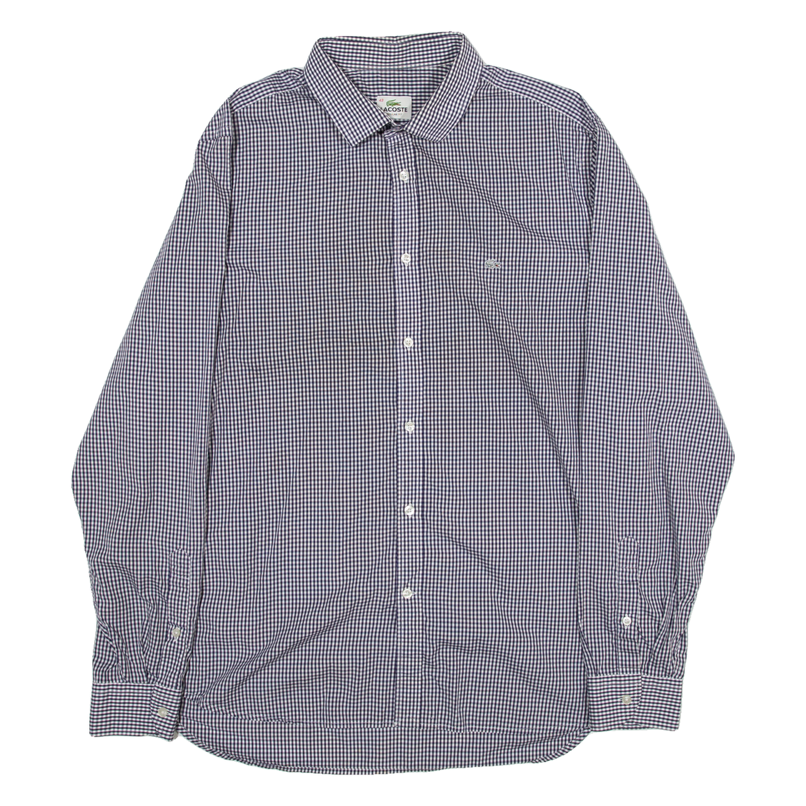LACOSTE Regular Fit Mens Shirt Blue Gingham Long Sleeve M Refurbished - N/A refurbished available on Cerqular