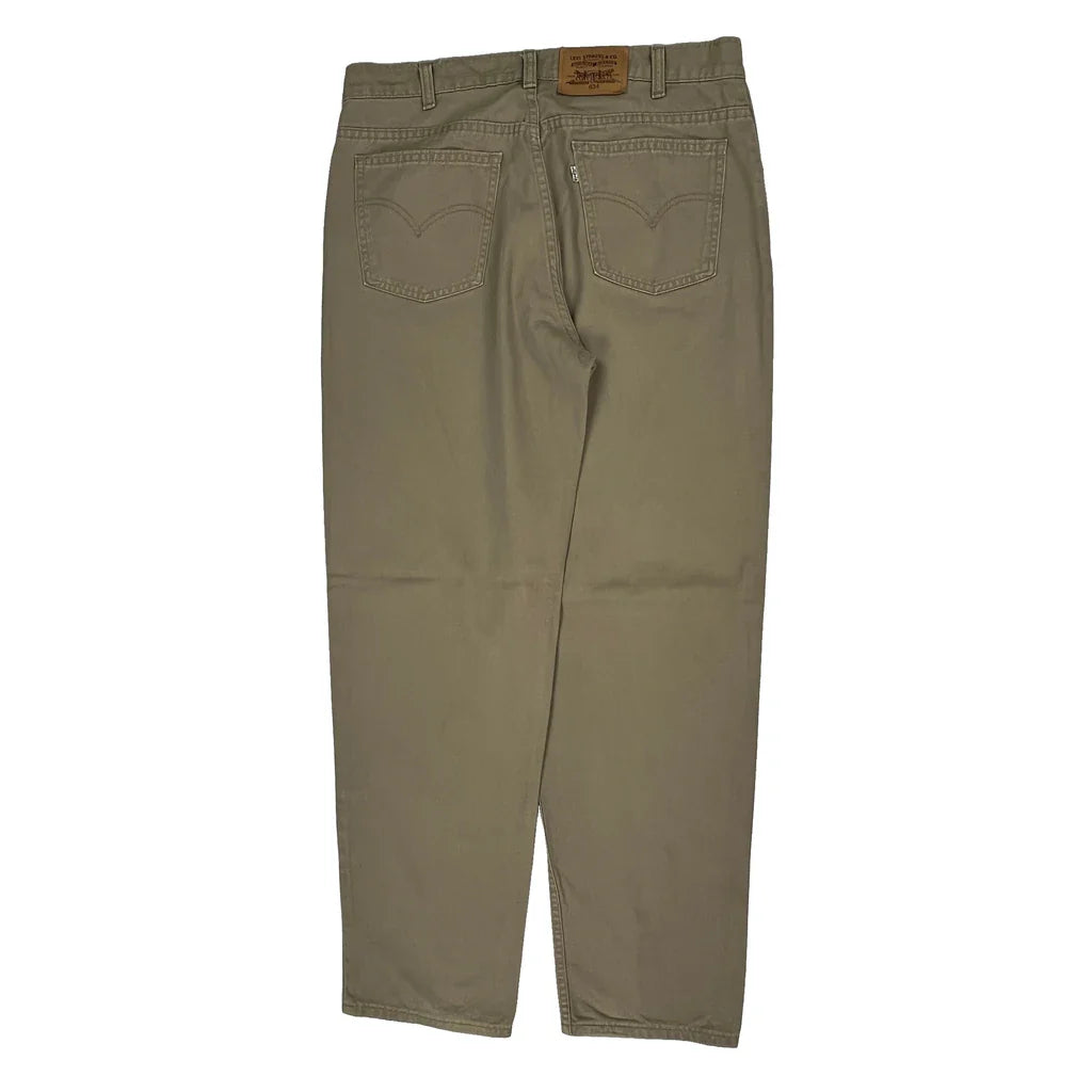 Levis Trousers - 34W 30L Beige Cotton Refurbished - Thrifted (note: this is a term often used to describe second- refurbished available on Cerqular