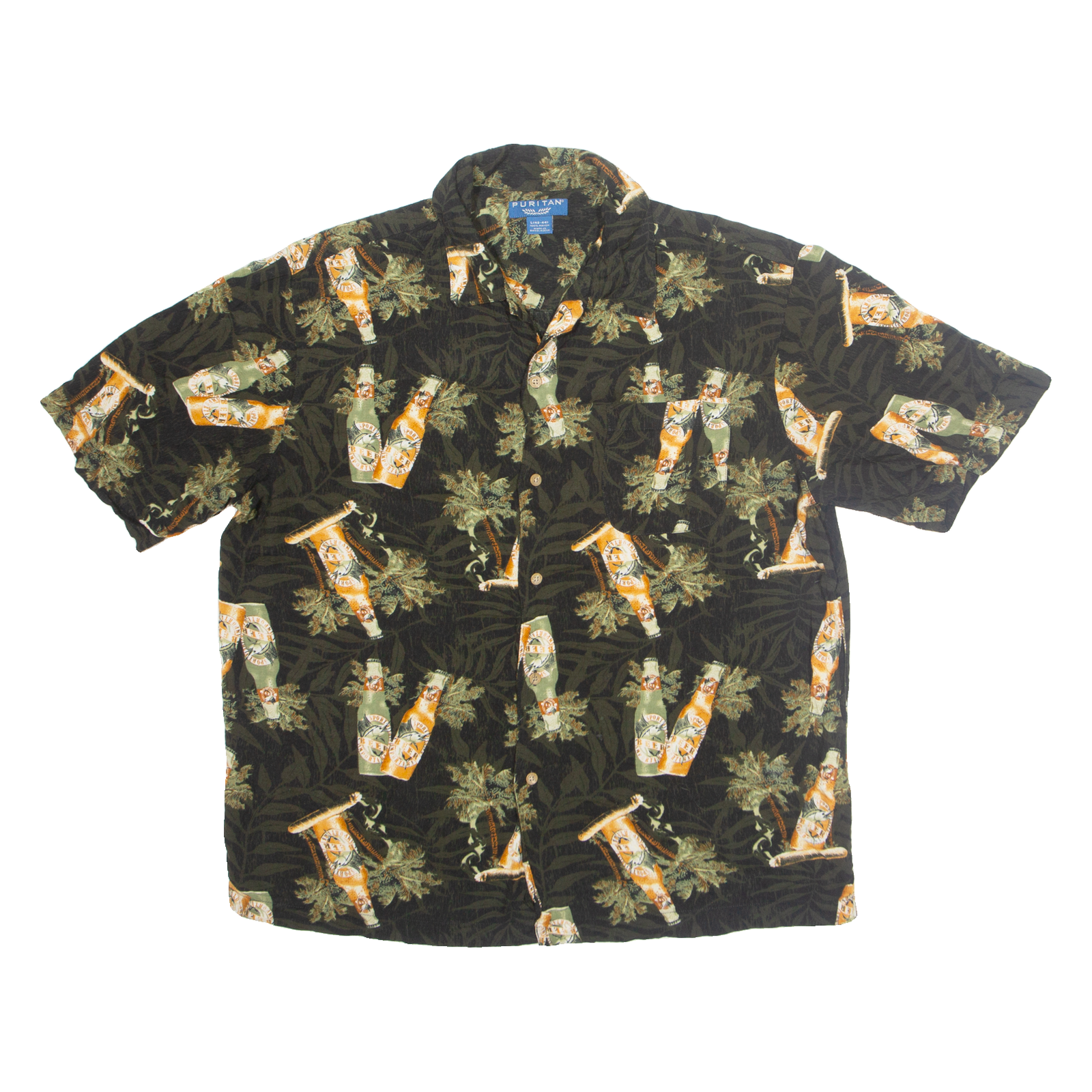 PURITAN Mens Hawaiian Shirt Black Crazy Pattern L Refurbished - N/A refurbished available on Cerqular