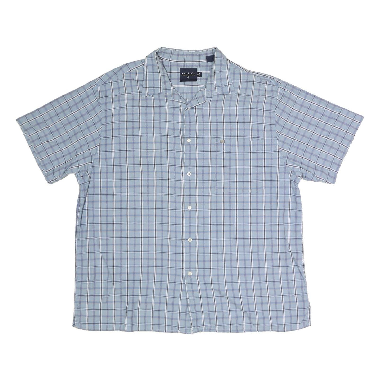 NAUTICA Mens Blue & White Check Short Sleeve Shirt 2XL Cotton Blend Casual Refurbished - N/A refurbished available on Cerqular