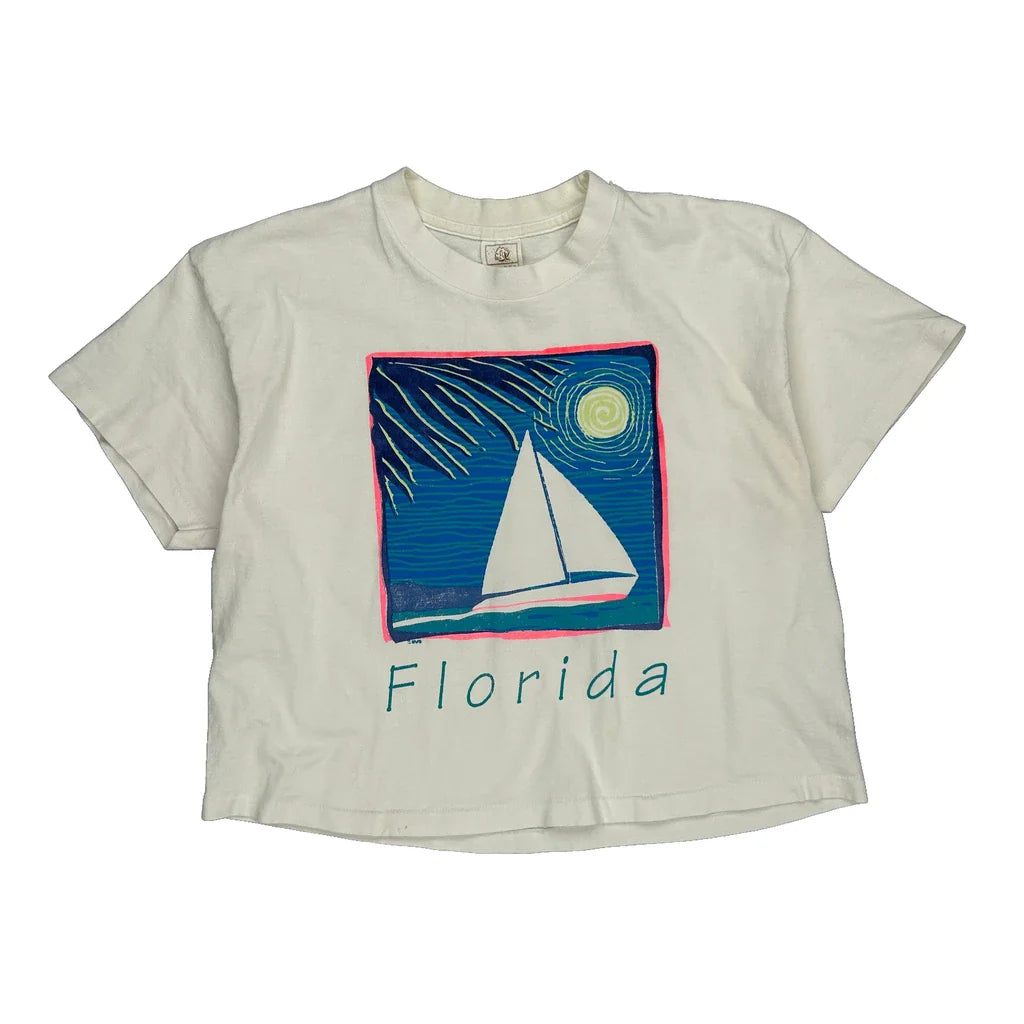 Trader Cotton Single Stitch T-Shirt - Large White Cotton Refurbished - Thrifted (note: this is a term often used to describe second- refurbished available on Cerqular