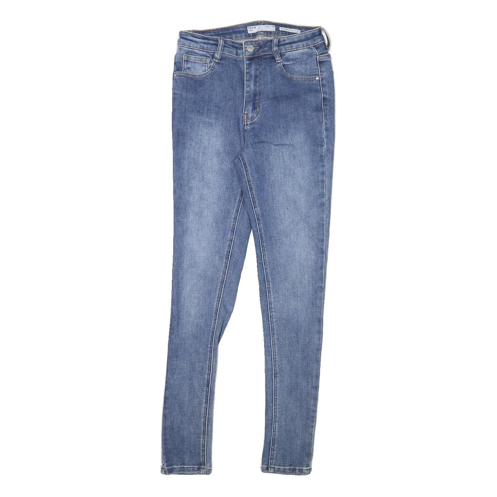 ZEBRA Womens Blue Slim Skinny Denim Light W28 W25 Jeans Cotton Blend Zip Refurbished - N/A refurbished available on Cerqular
