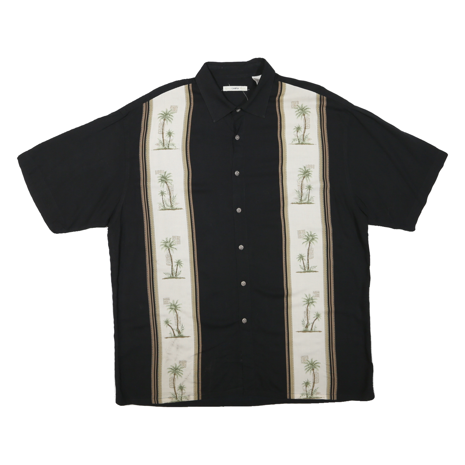 CAMPIA MODA Mens Black & Cream Palm Tree Print Cotton Blend Shirt XL Relaxed Fit Refurbished - N/A refurbished available on Cerqular