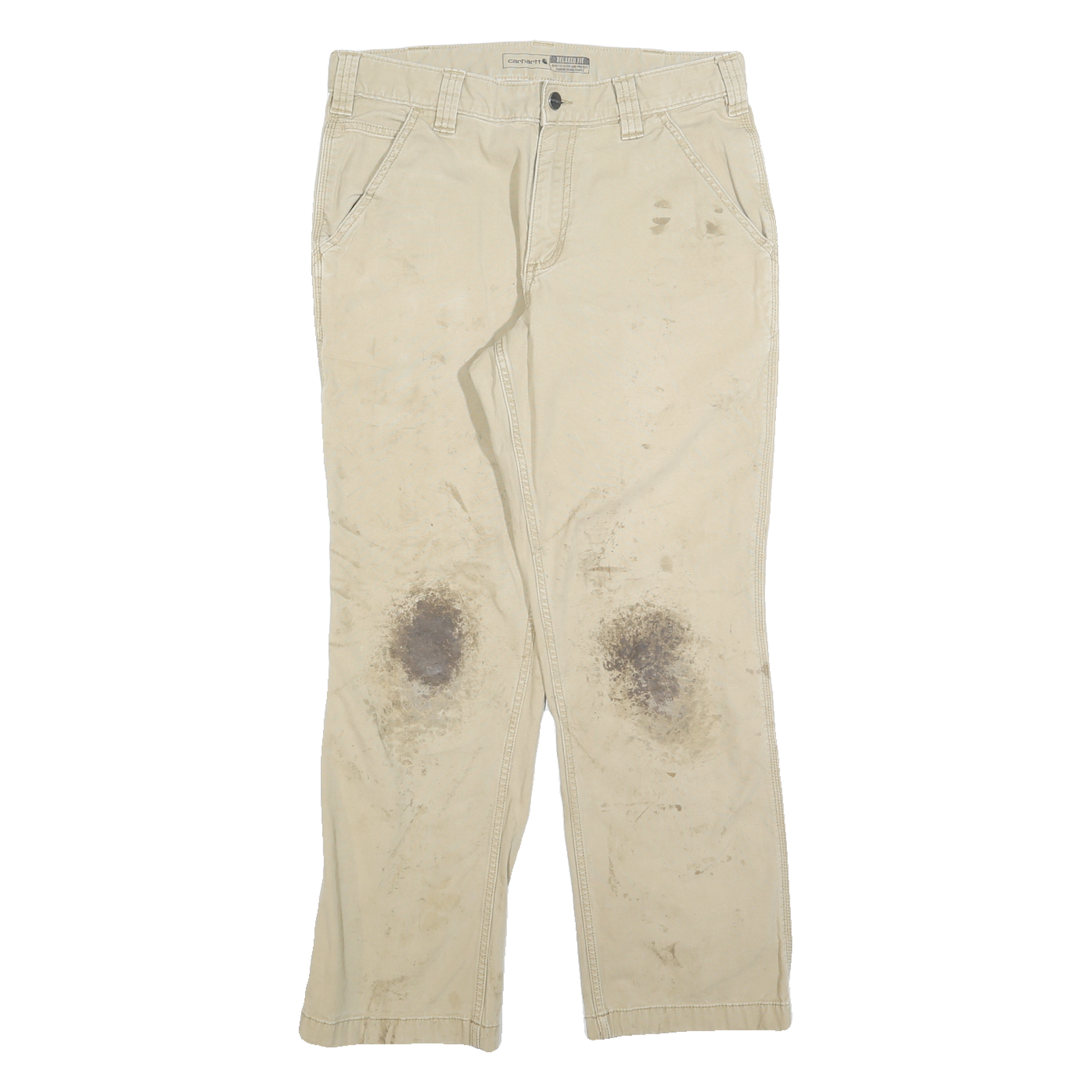 CARHARTT Mens Cotton Blend Beige Relaxed Straight Trousers W32 L30 Workwear Refurbished - N/A refurbished available on Cerqular
