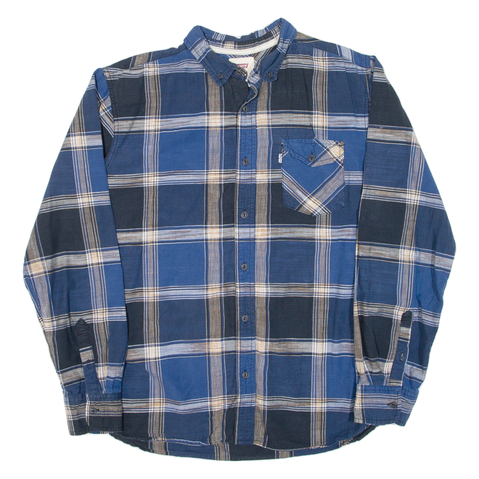 LEVI'S Mens Shirt Blue Check Long Sleeve M Refurbished - N/A refurbished available on Cerqular