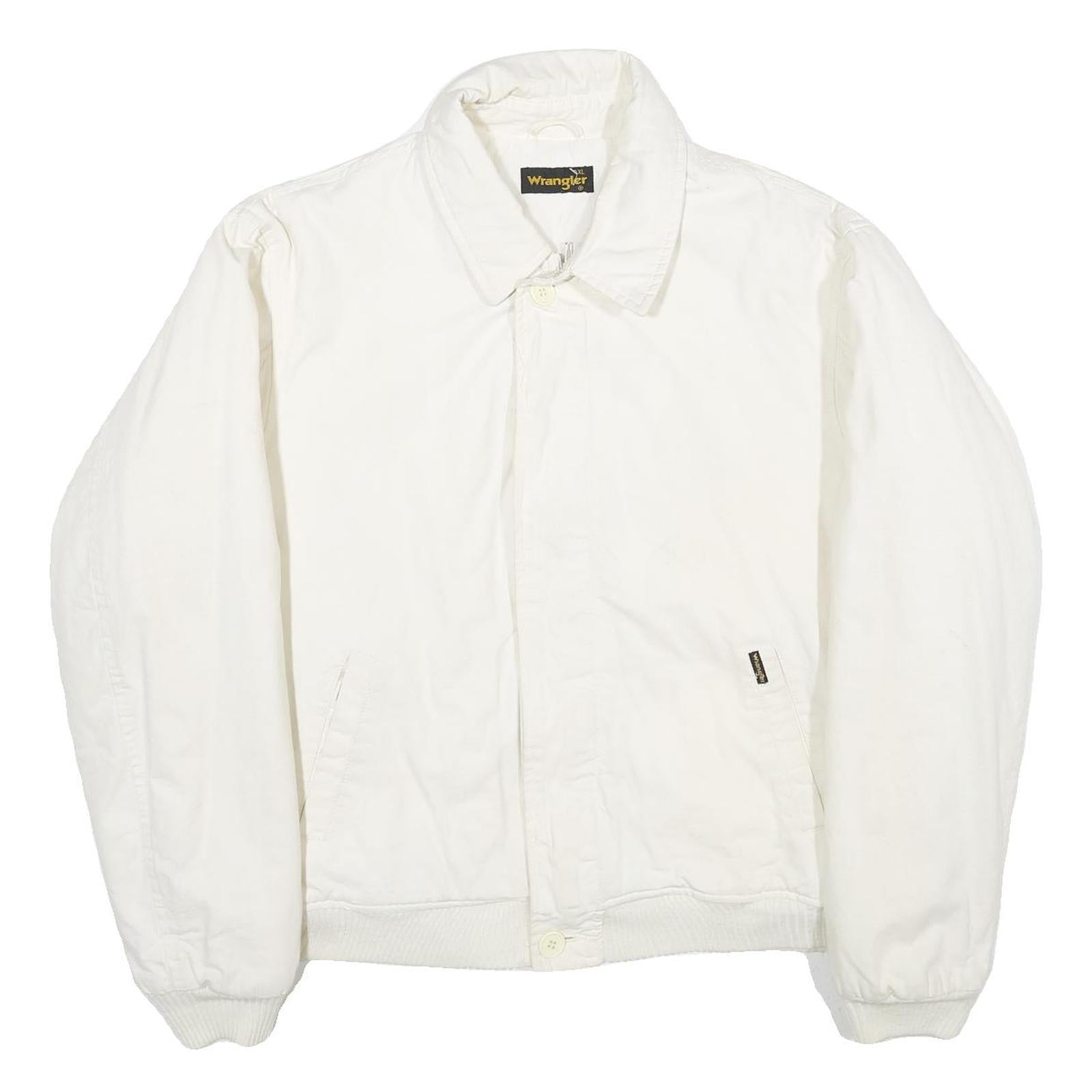 WRANGLER Mens White Cotton Zip Jacket XL Plain Casual Classic Outerwear Refurbished - N/A refurbished available on Cerqular