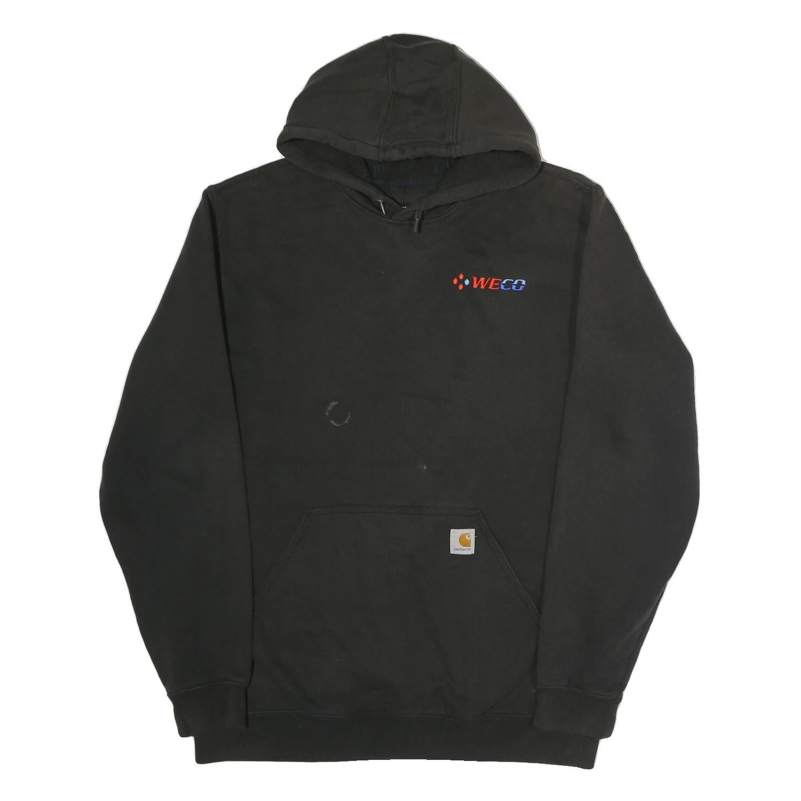 CARHARTT Mens Black Hoodie L WECO Logo Cotton Pullover Workwear Refurbished - N/A refurbished available on Cerqular