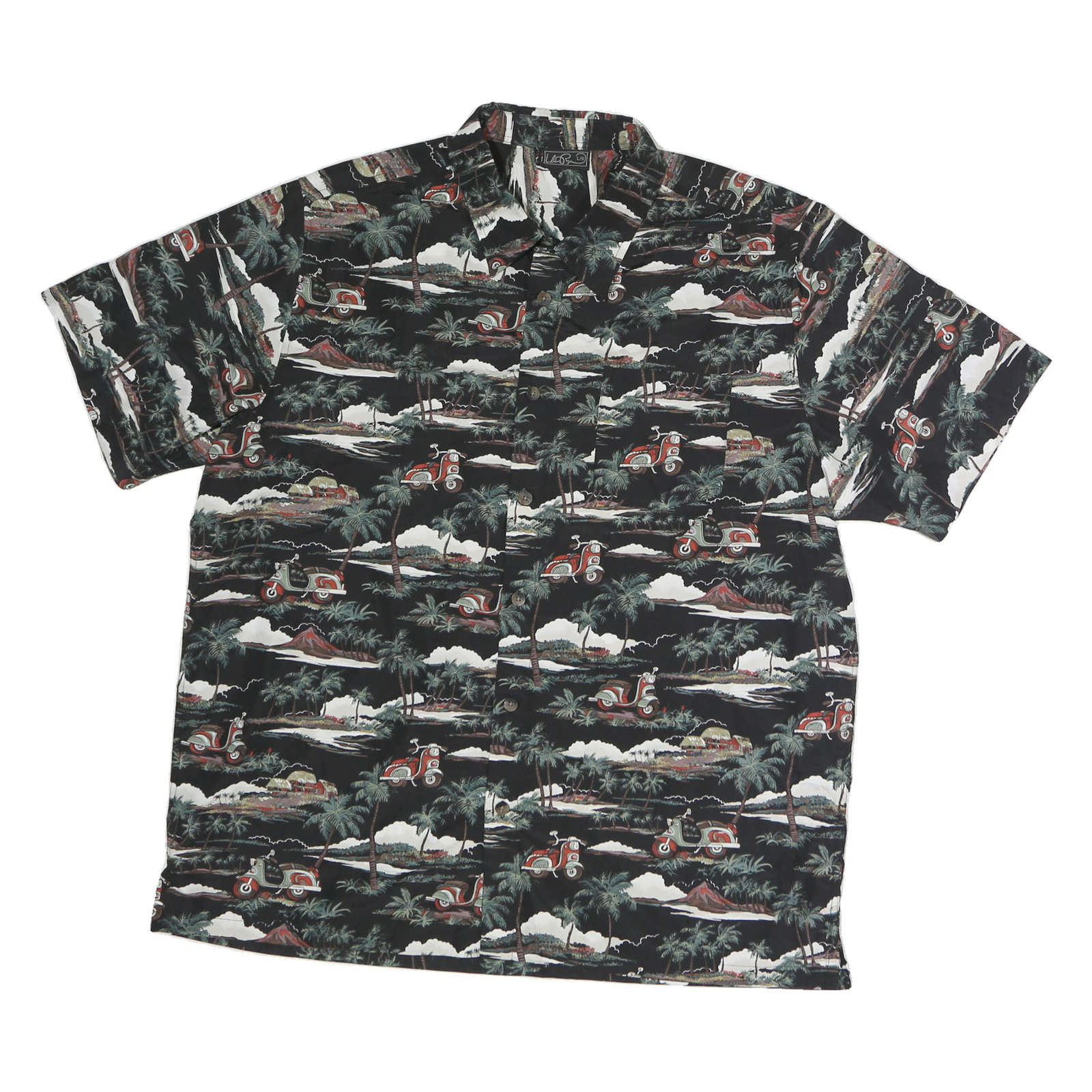 Mens Black Hawaiian Cotton Shirt M Scenic Print Casual Summer Shirt Refurbished - N/A refurbished available on Cerqular