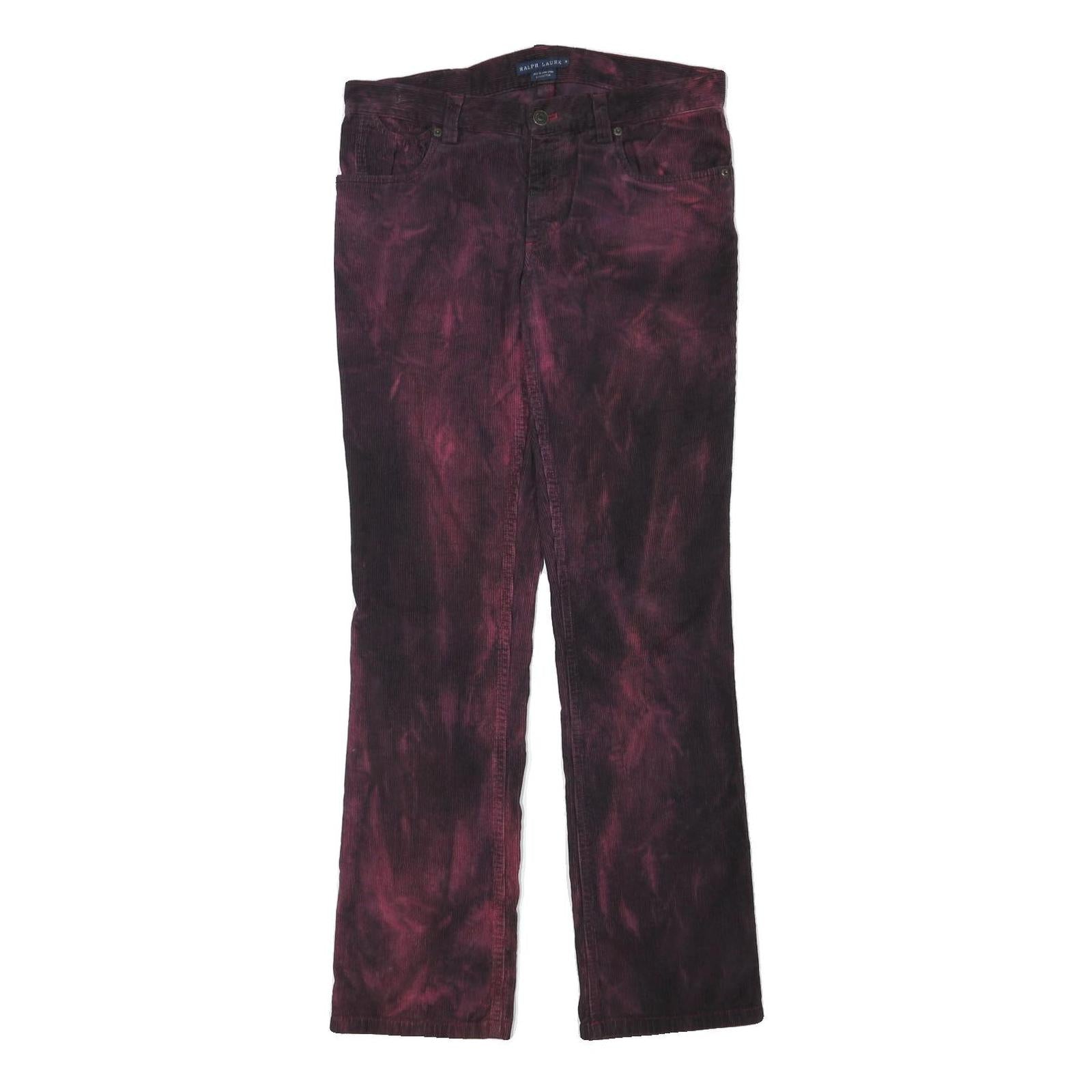 RALPH LAUREN Womens Cotton Blend Burgundy Regular Straight Trousers W30 L31 Refurbished - N/A refurbished available on Cerqular