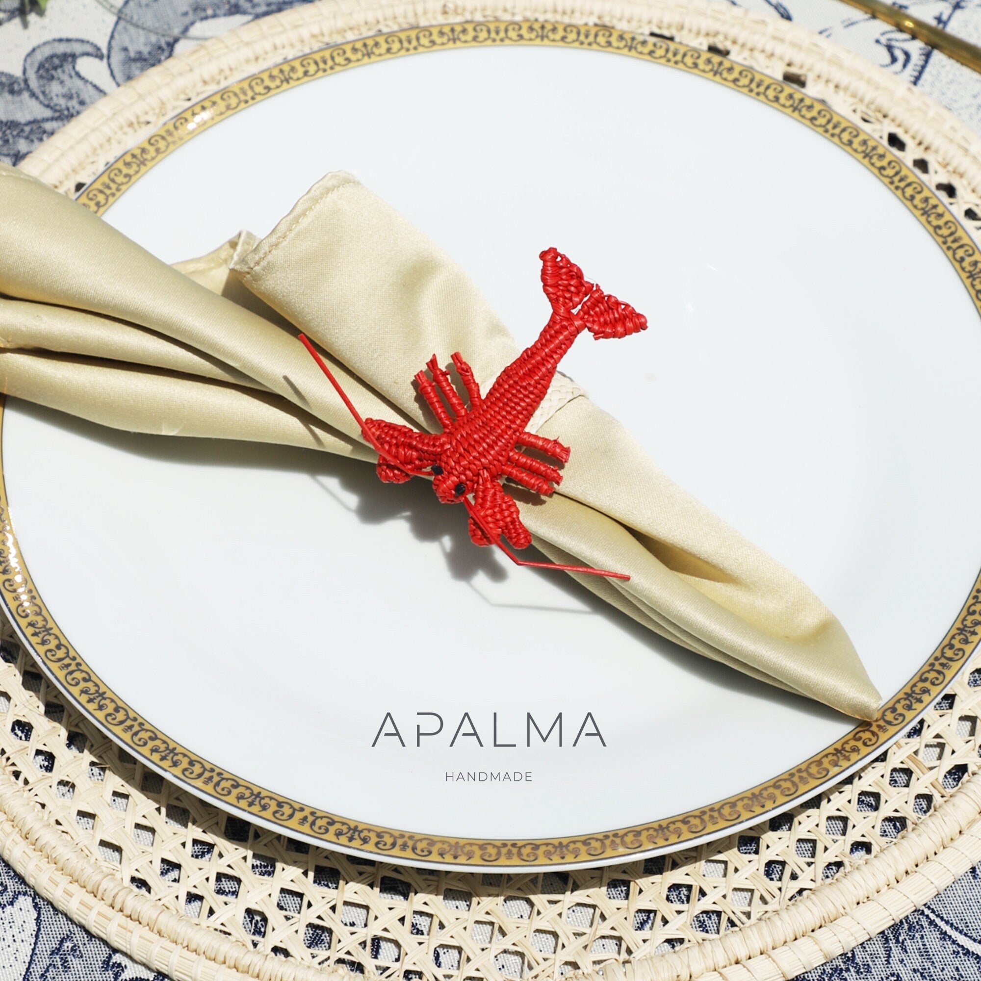 Lobster Napkin Ring made of iraca palm - Red - Sold by Set | Packaging: Pack of 6 Refurbished - Apalma Handmade refurbished available on Cerqular