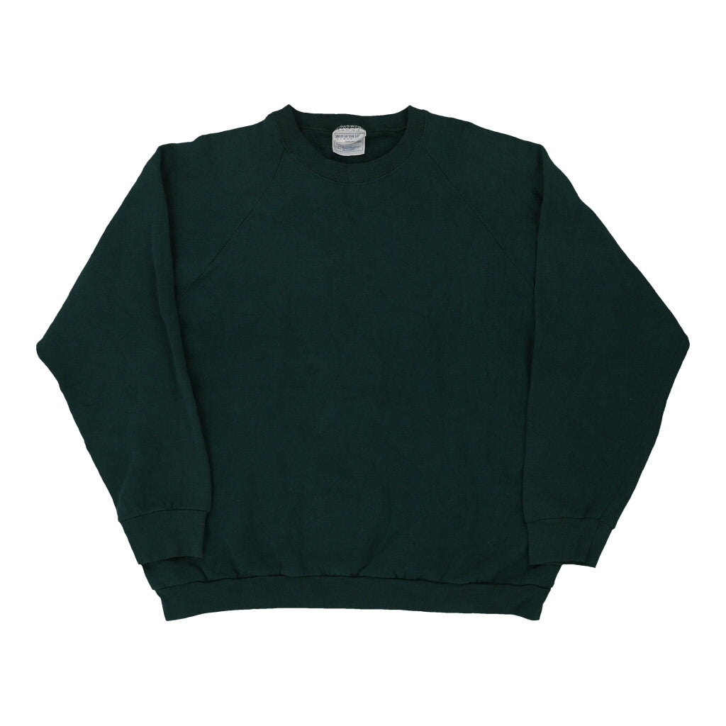 Fruit Of The Loom Sweatshirt - 2XL Green Cotton Blend | Size: xx-large Refurbished - Thrifted (note: this is a term often used to describe second- refurbished available on Cerqular