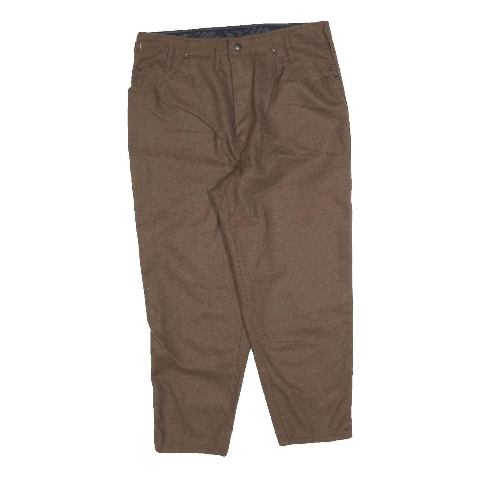 Womens Brown Wool Blend Regular Fit Straight Trousers W32 L25 Classic Style Refurbished - N/A refurbished available on Cerqular