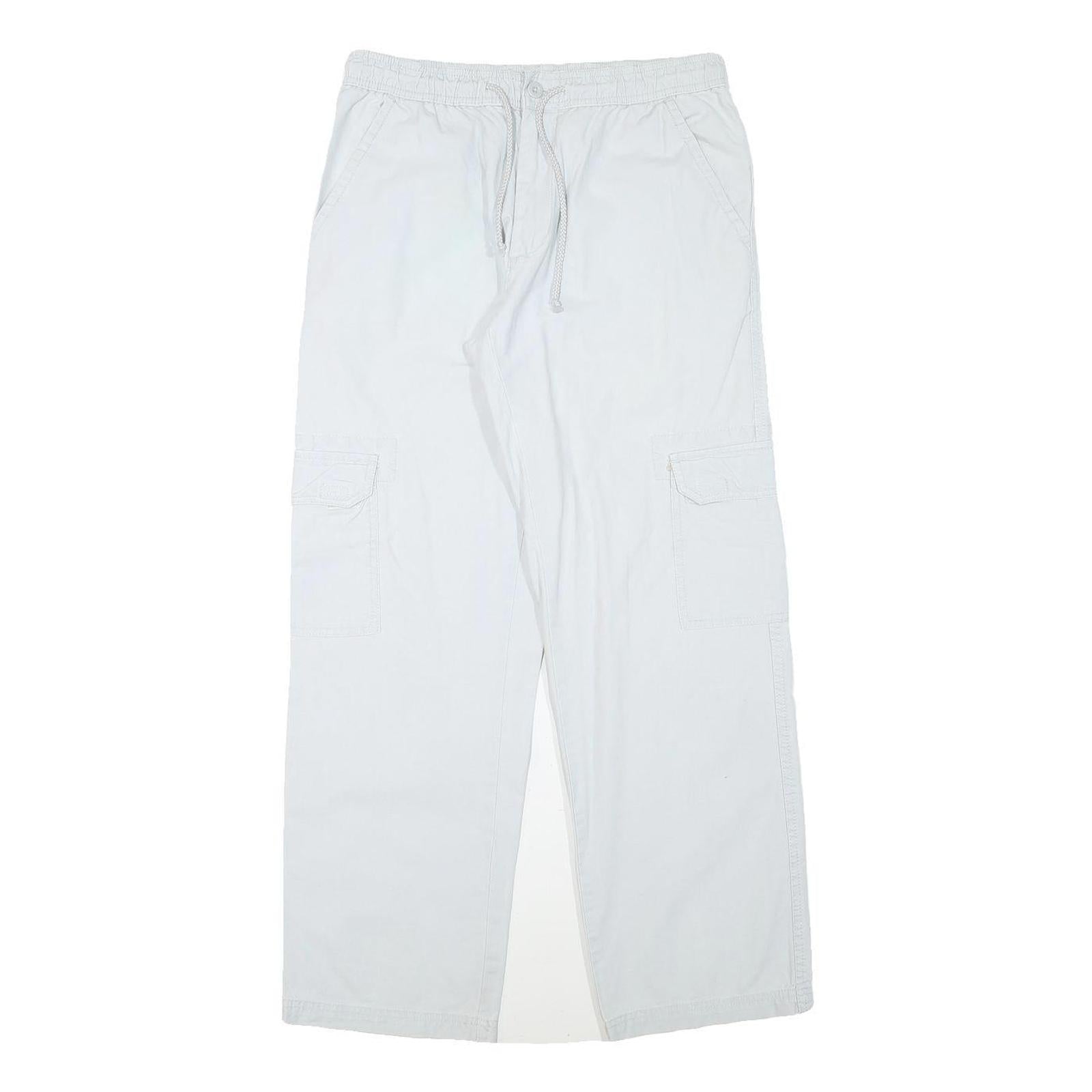 BASIC GEAR Mens Cotton Blend White Relaxed Cargo Trousers W29 L29 Drawstring Refurbished - N/A refurbished available on Cerqular