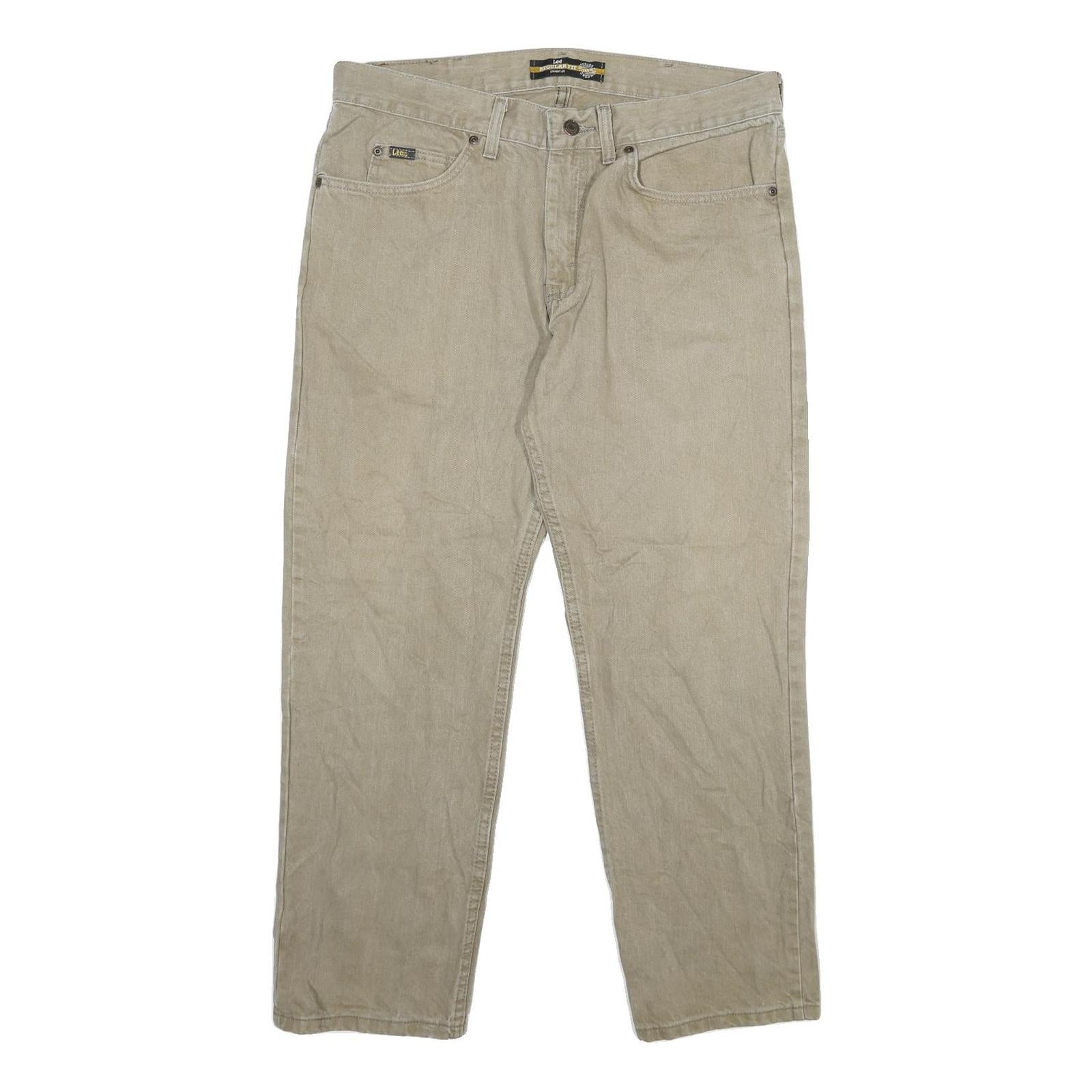LEE Mens Jeans Beige Regular Straight Denim Cotton W36 L29 Classic Zip Pockets Refurbished - N/A refurbished available on Cerqular