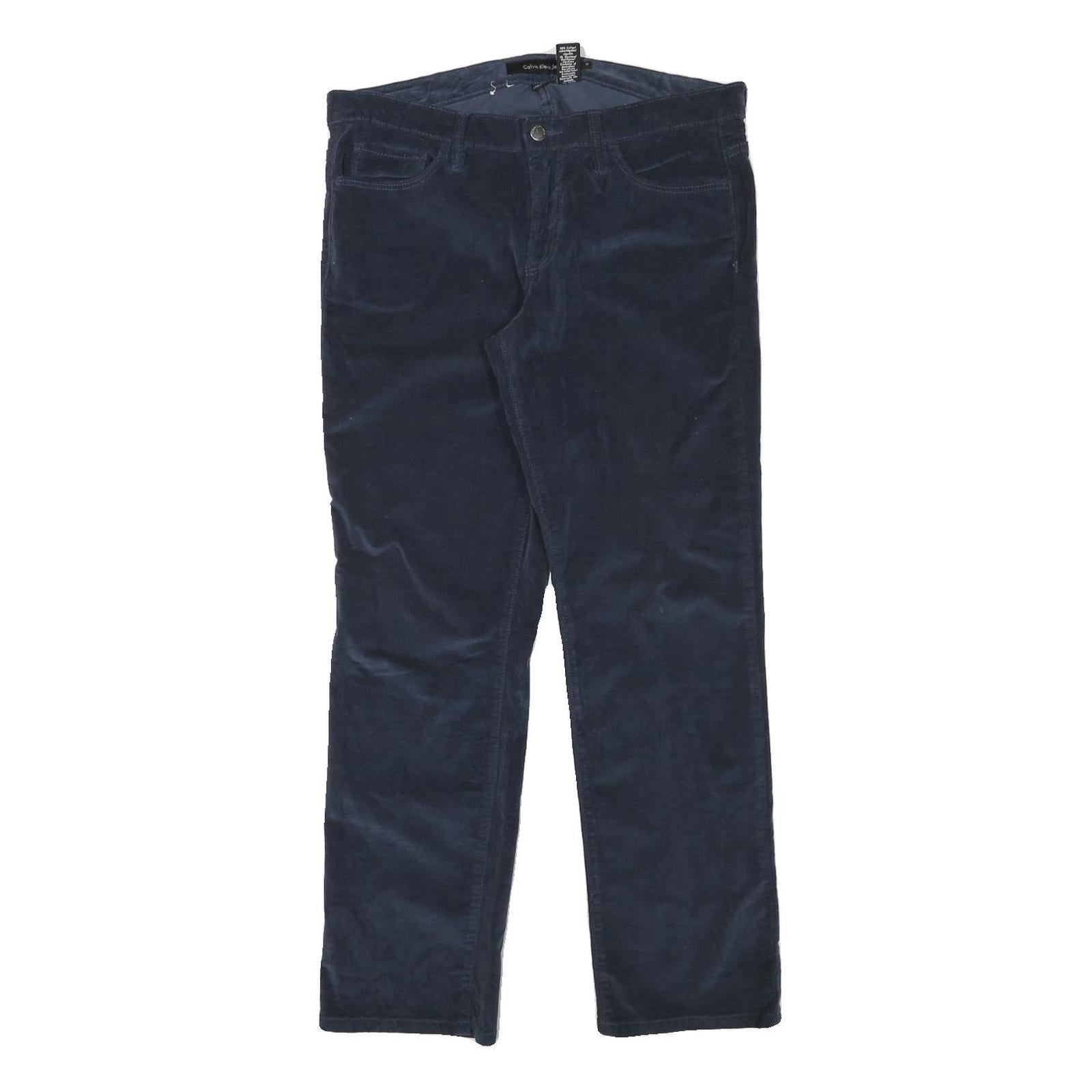 CALVIN KLEIN JEANS Mens Cotton Blend Navy Regular Fit Straight Trousers W33 L29 Refurbished - N/A refurbished available on Cerqular
